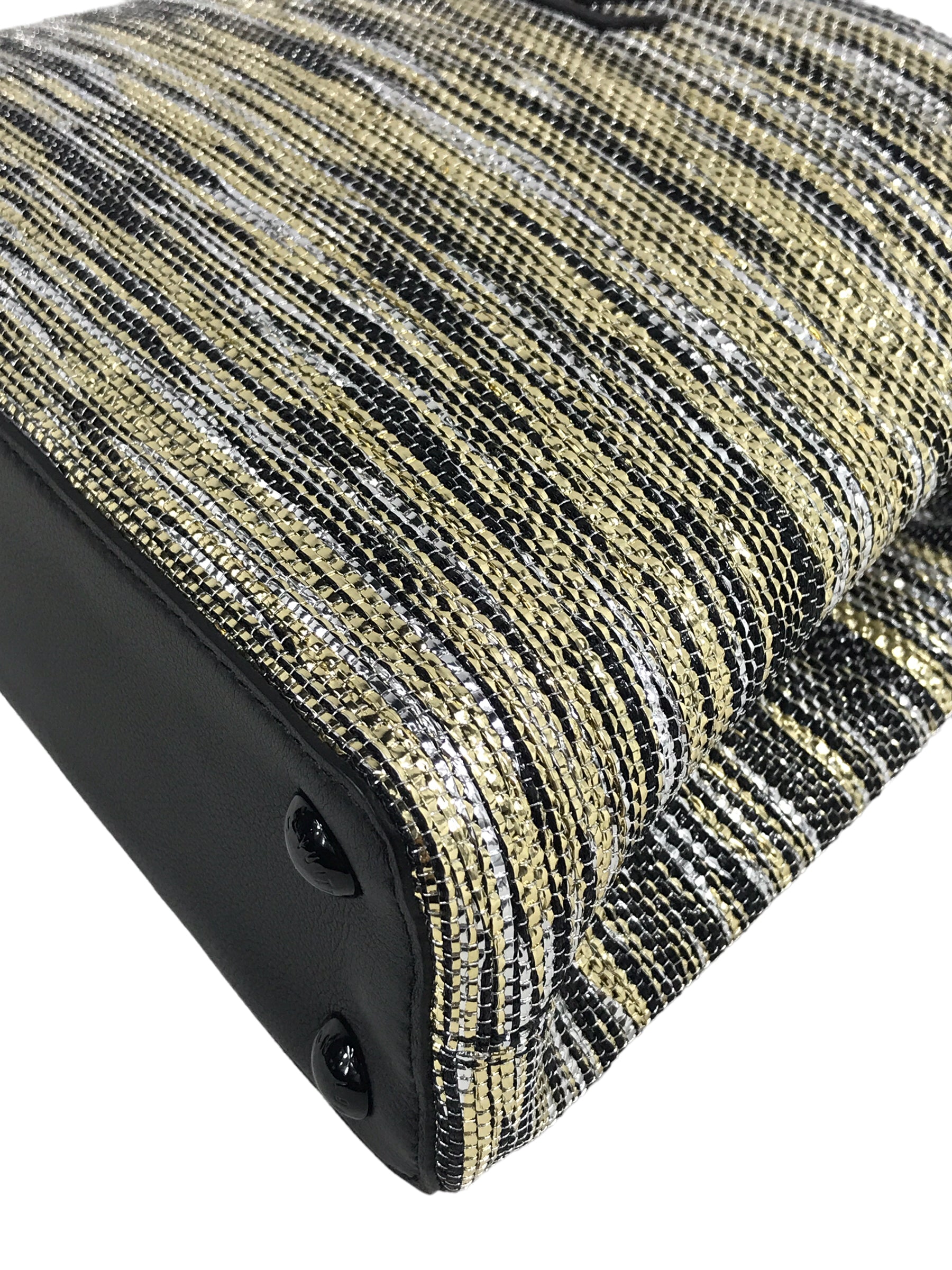 Limited Edition Black/Gold Woven Shimmery Embroidered Textile Capucine BB So Black,