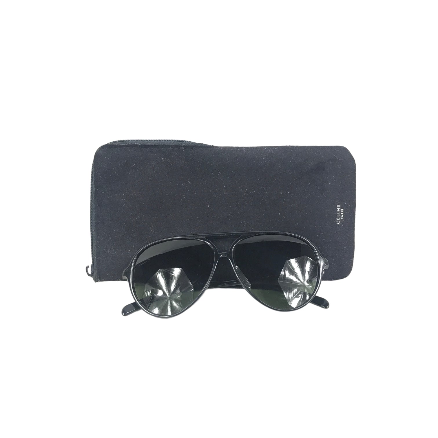 Black Acetate Aviator Frame Sunglasses