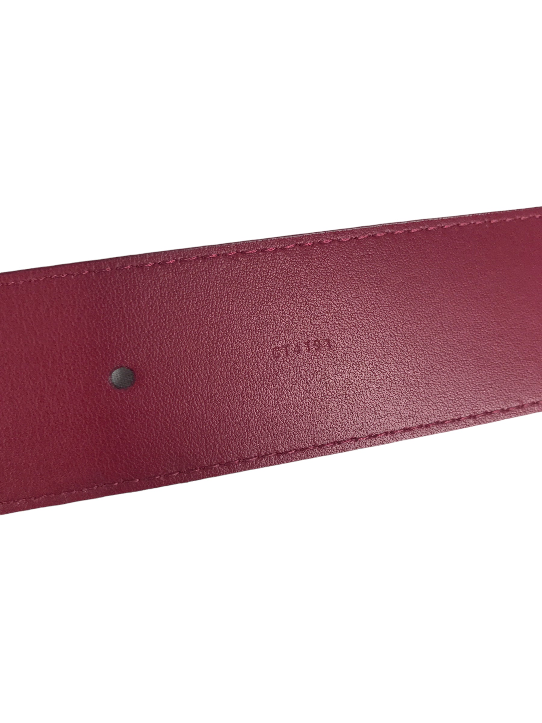 Raspberry LV Initials Wide Epi Leather Belt