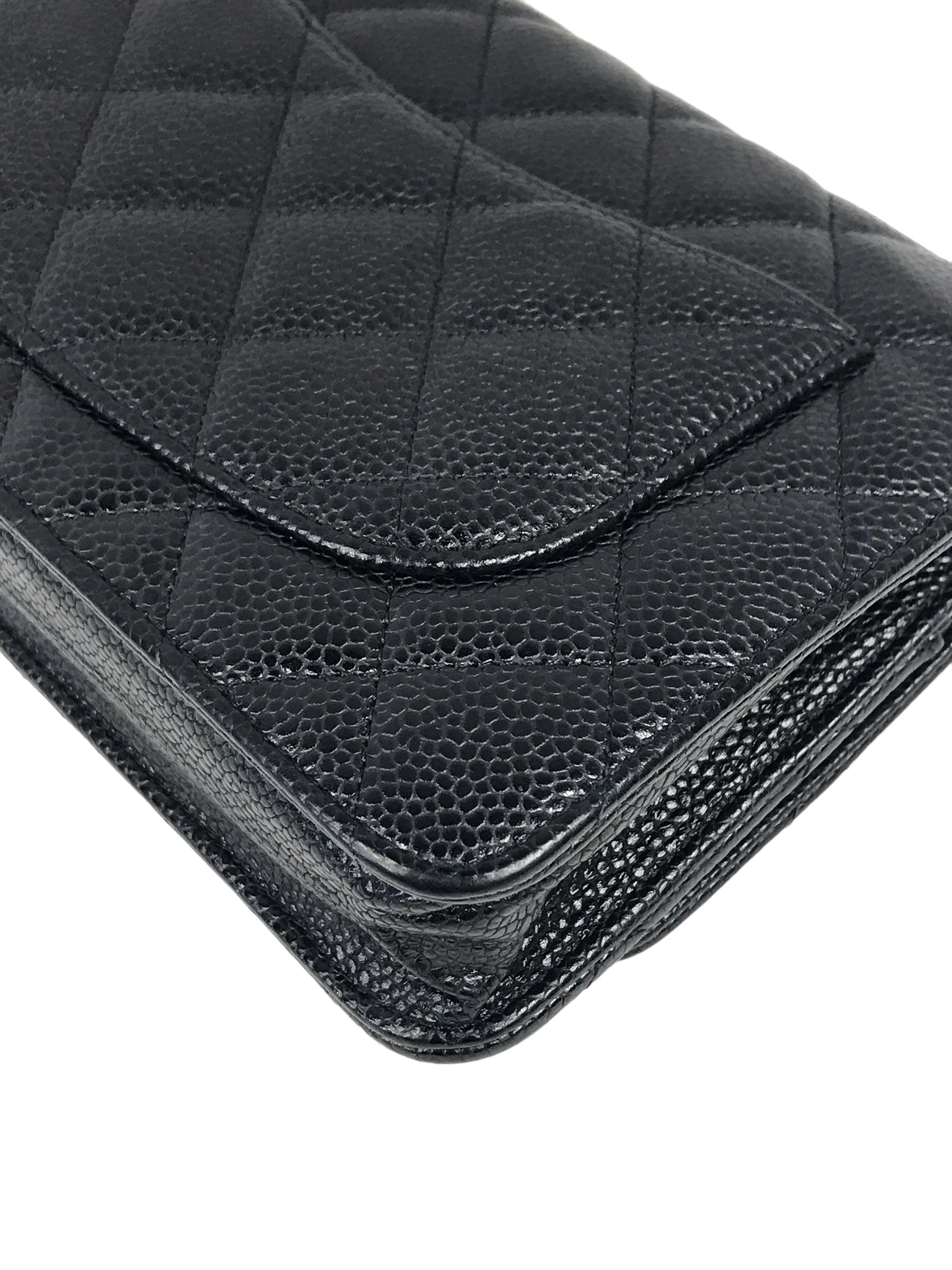 Black Caviar Quilted Wallet On Chain W/GHW