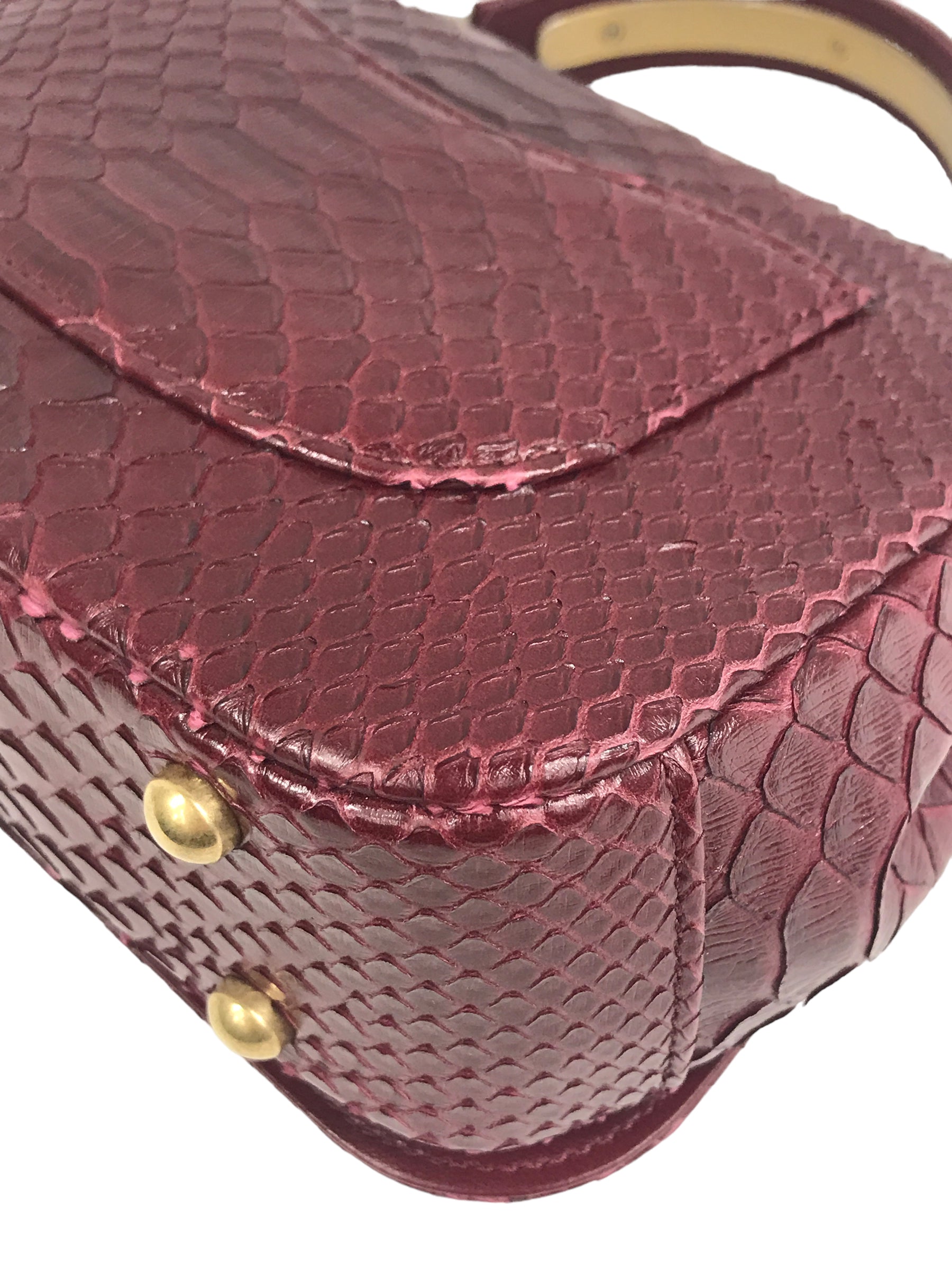 Burgundy Python “Carry Chic” Small Top Handle Flap Bag W/AGHW