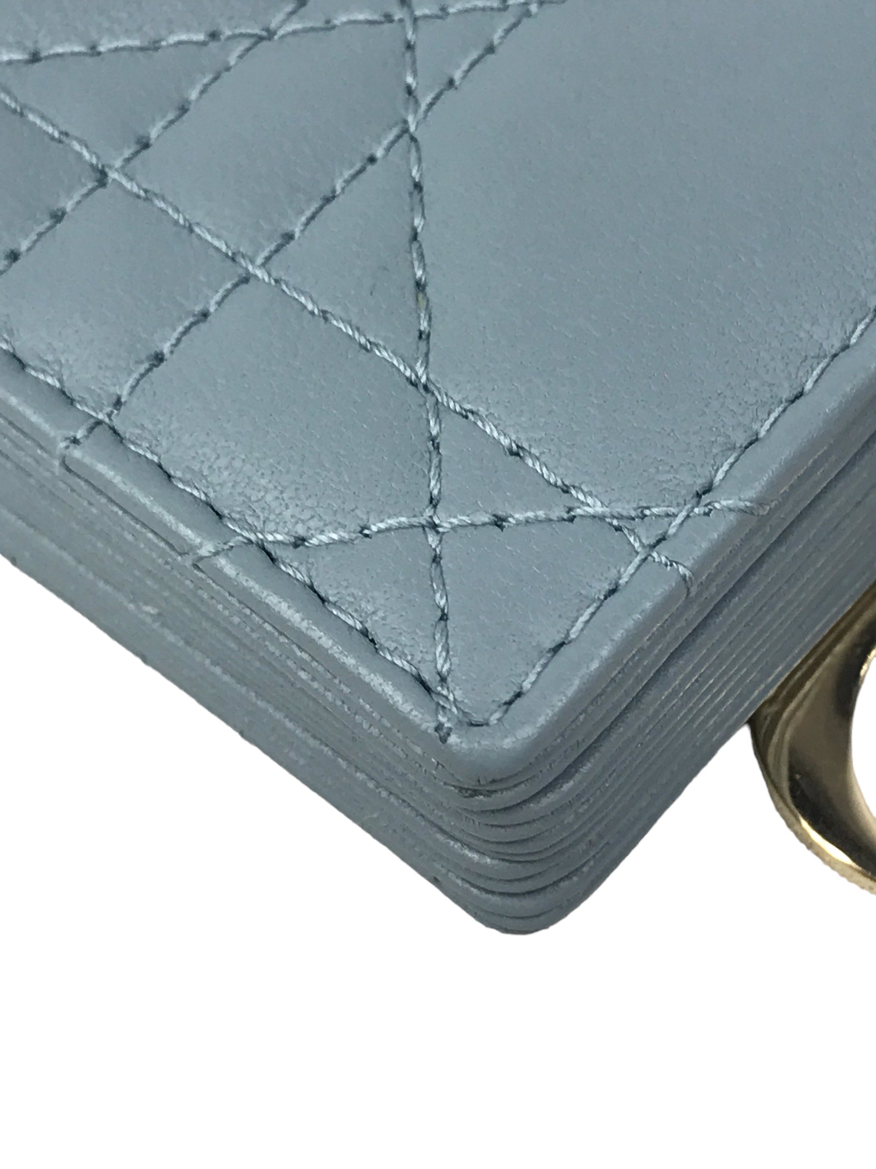 Light Blue Lady Dior 5-Gusset Quilted lambskin Leather Accordion Compact Card Holder w/GHW