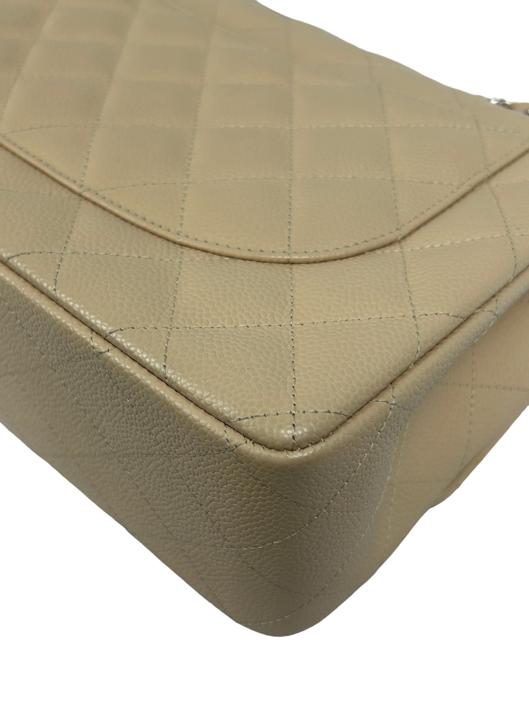 Nude Caviar Quilted Double Flap Jumbo w/SHW