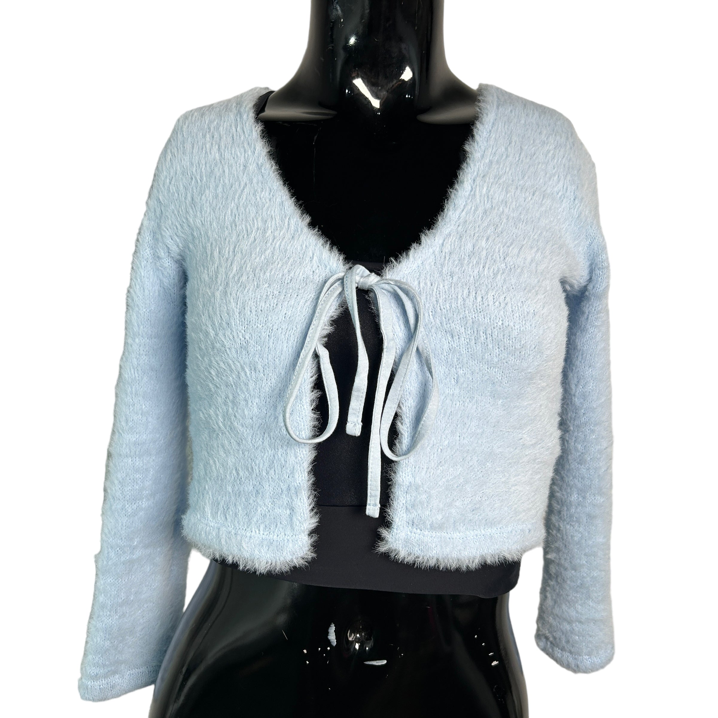 TOPSHOP Light Blue Faux Fur Wrap Cardigan