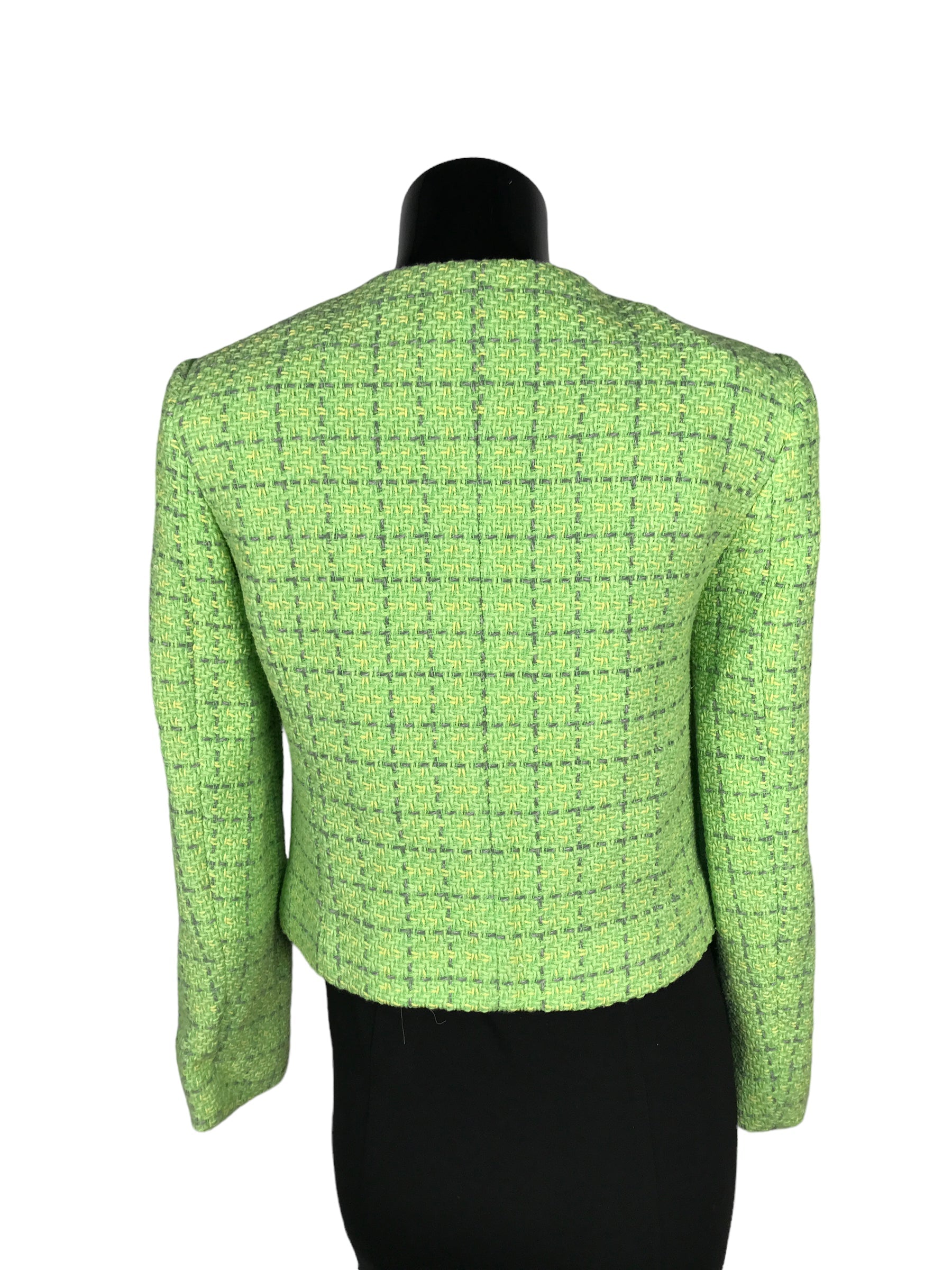 MANGO Green Tweed Crop Blazer