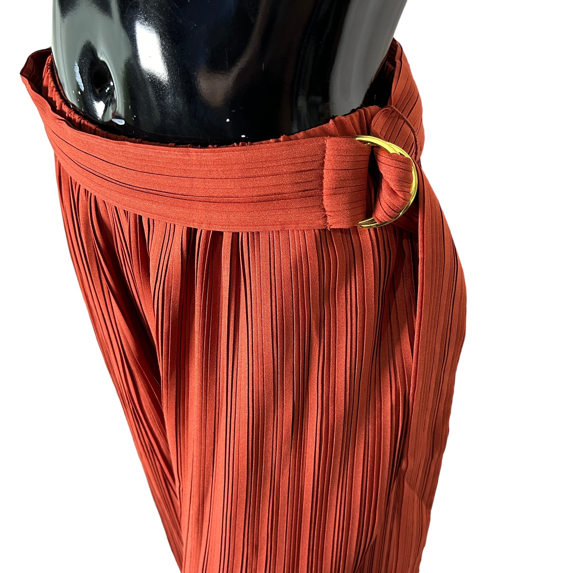 SONG OF STYLE Pleaded Rust Wide Leg Pants w/Belt