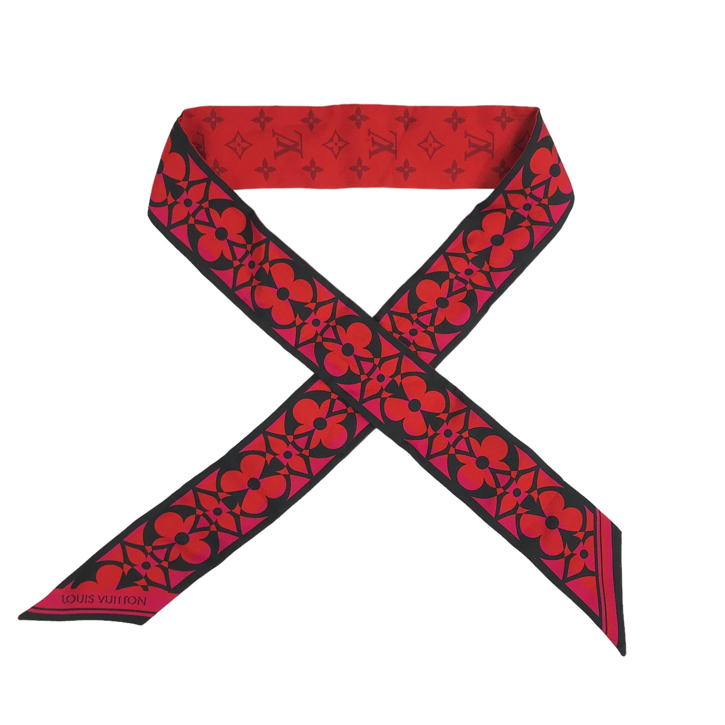 Monogram Red/Black/Pink Logo Silk Twilly