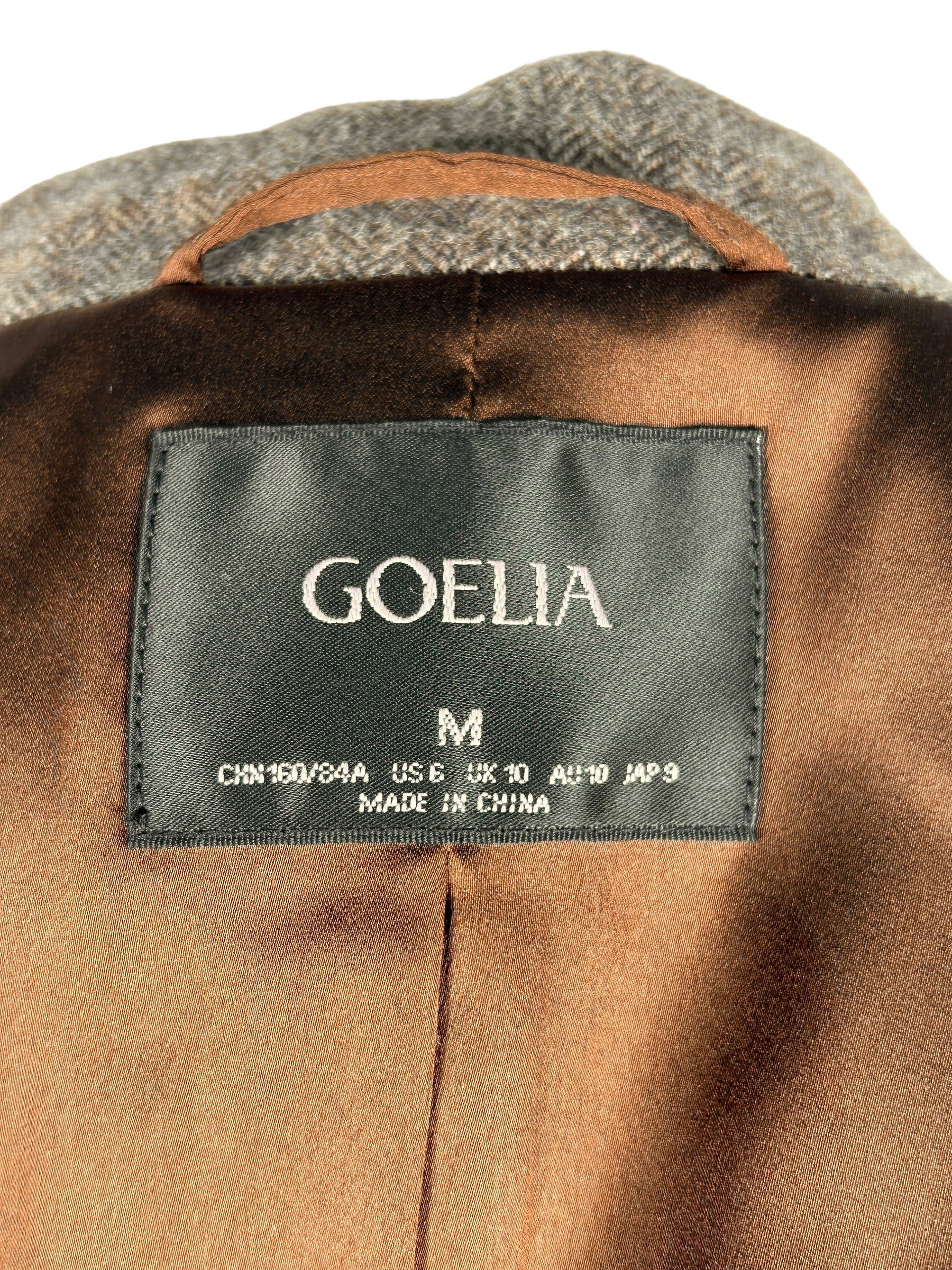 GOELIA Brown Wool Cropped Coat w/GHW