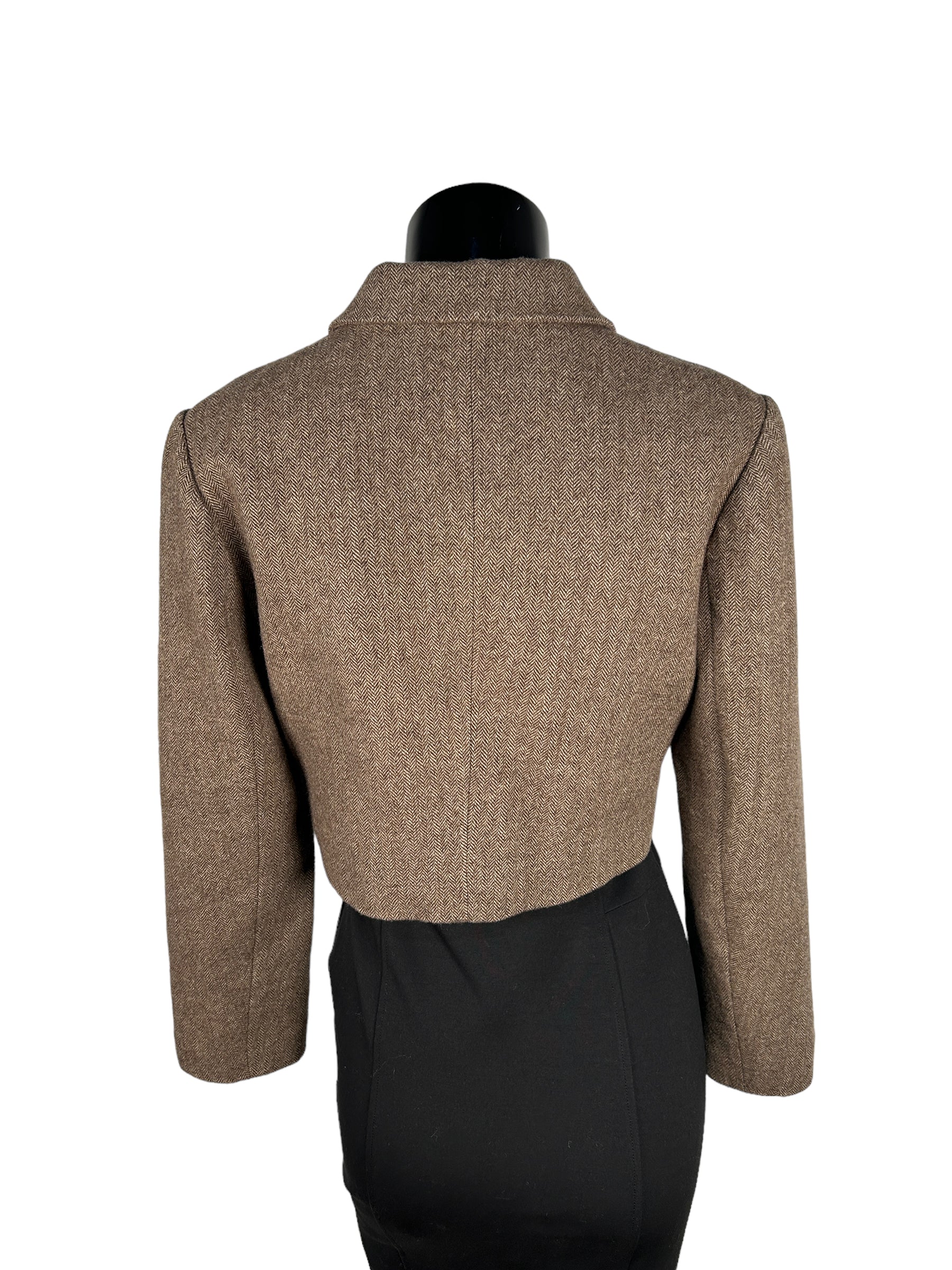 GOELIA Brown Wool Cropped Coat w/GHW