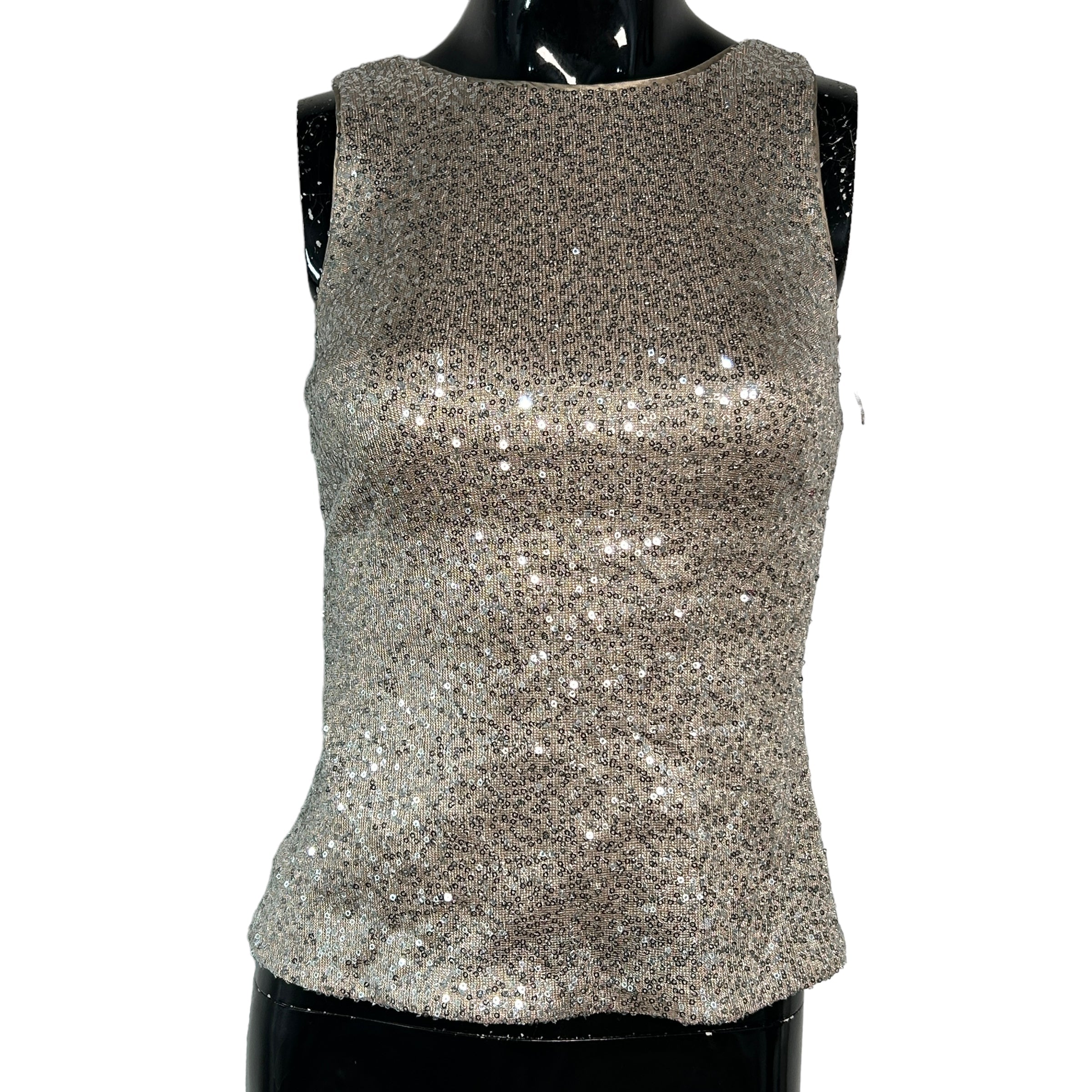 AIDAN MATTOX Sequins Gold Sleeveless Top