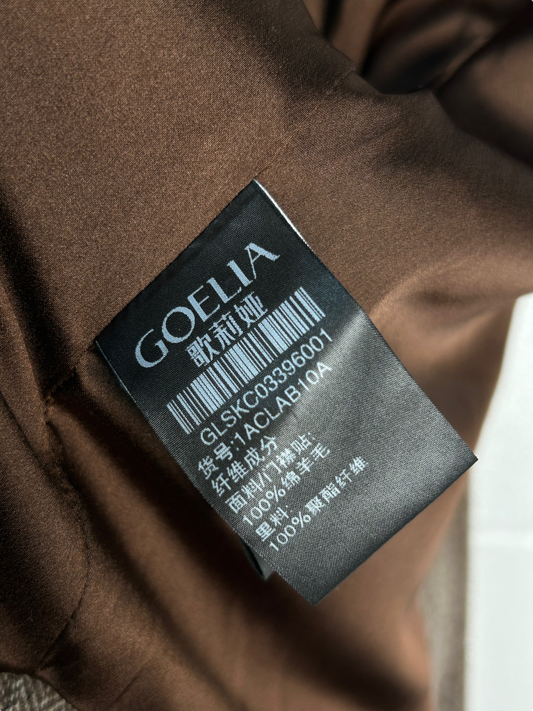 GOELIA Brown Wool Cropped Coat w/GHW