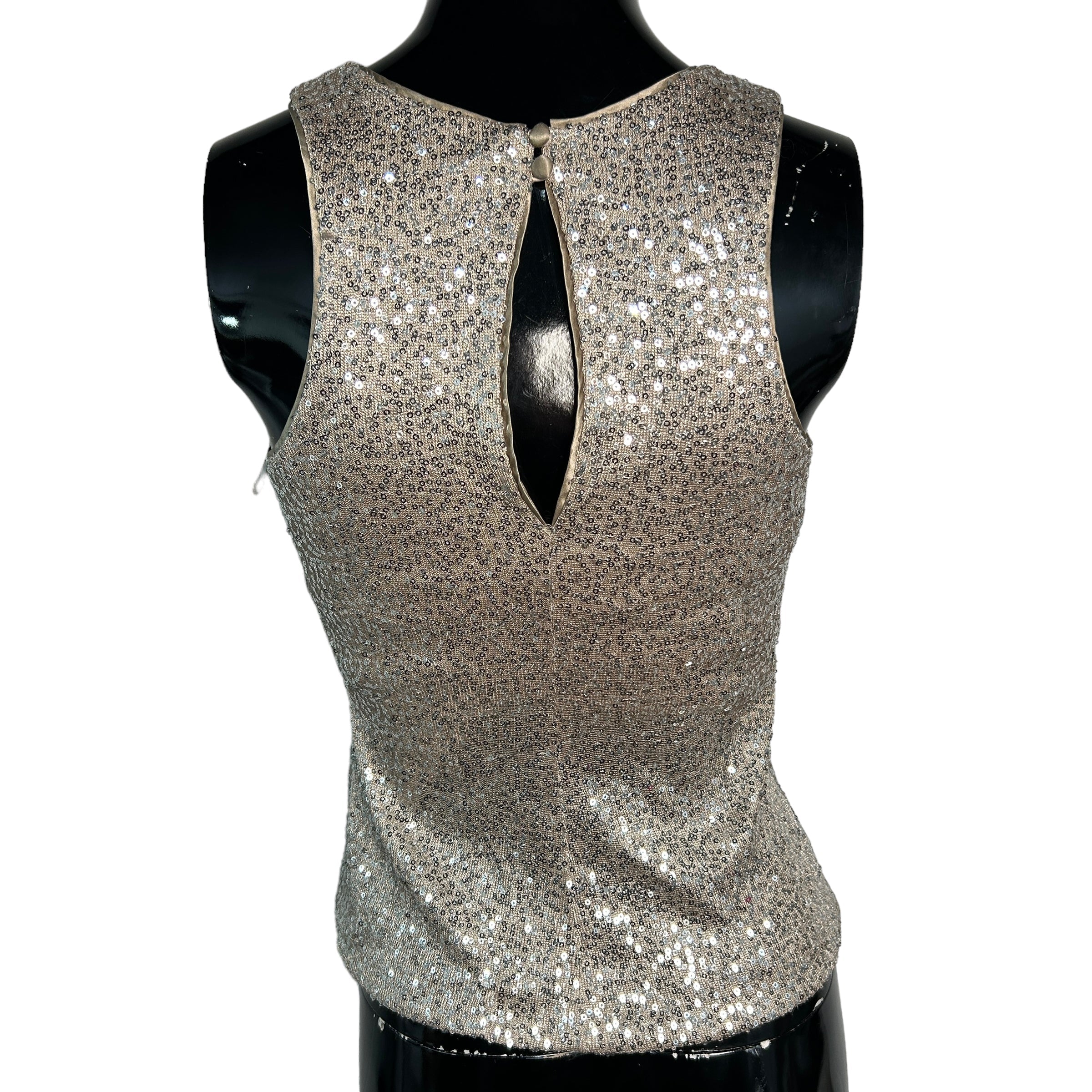 AIDAN MATTOX Sequins Gold Sleeveless Top