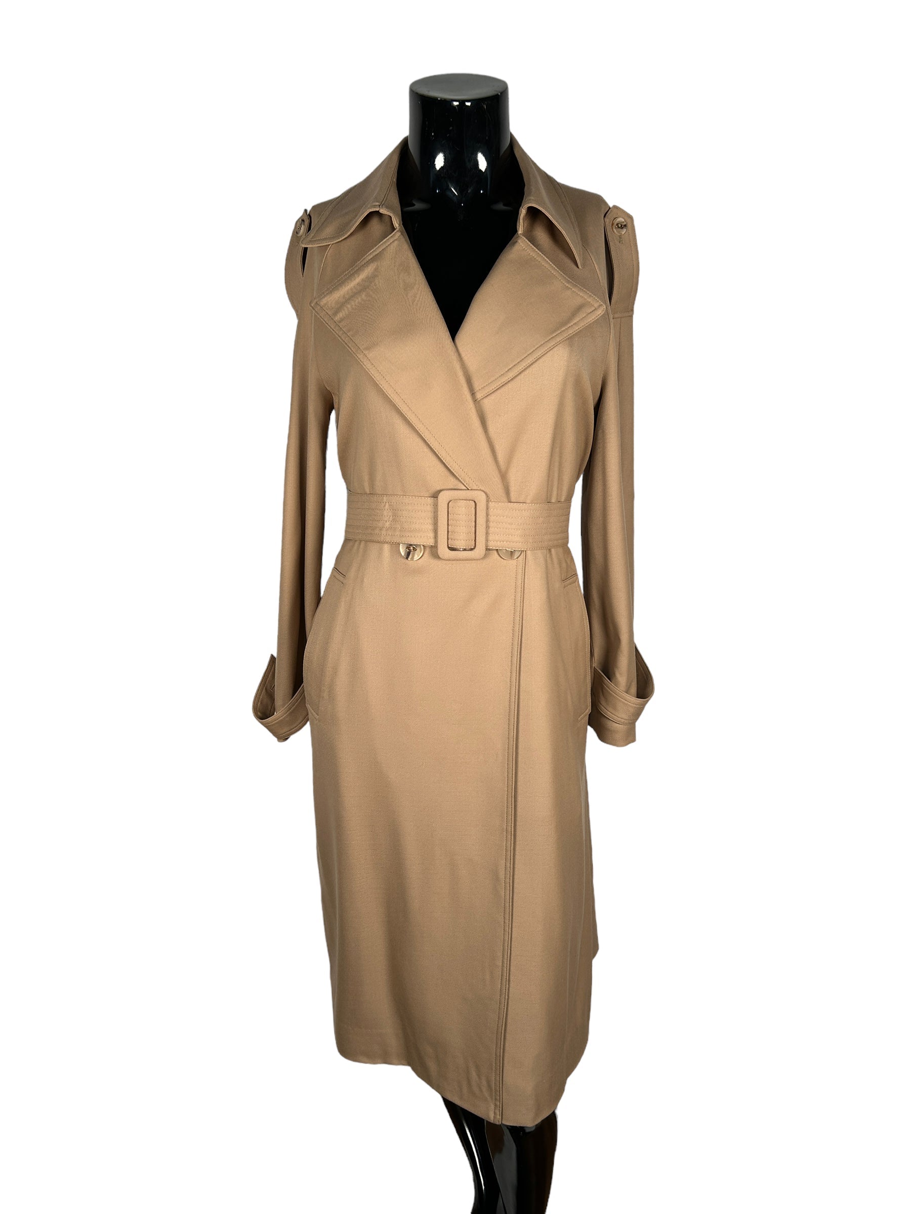 Goelia Wool Beige Trench Coat