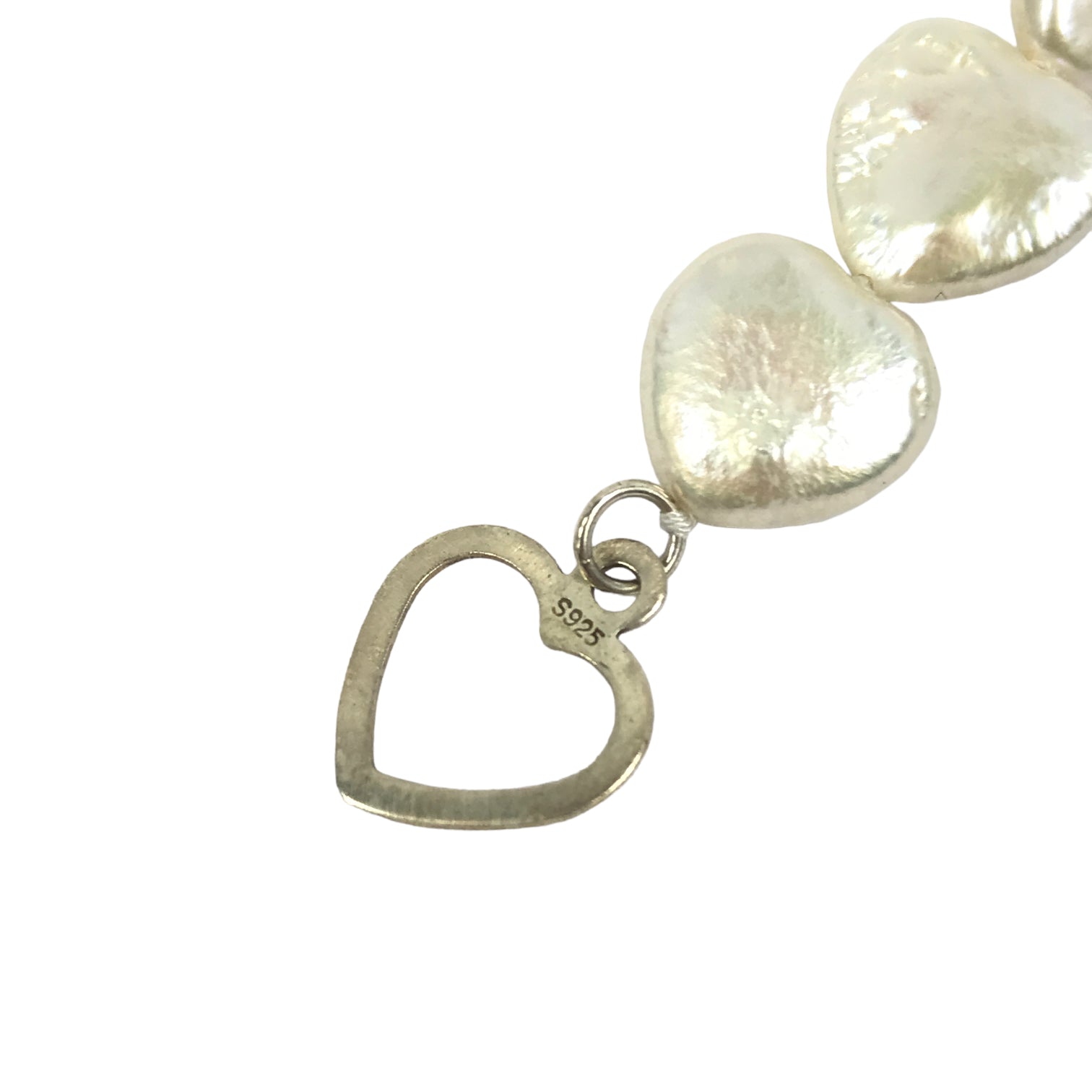 Pearl Heart Bracelet w/ Sterling Silver Clasp