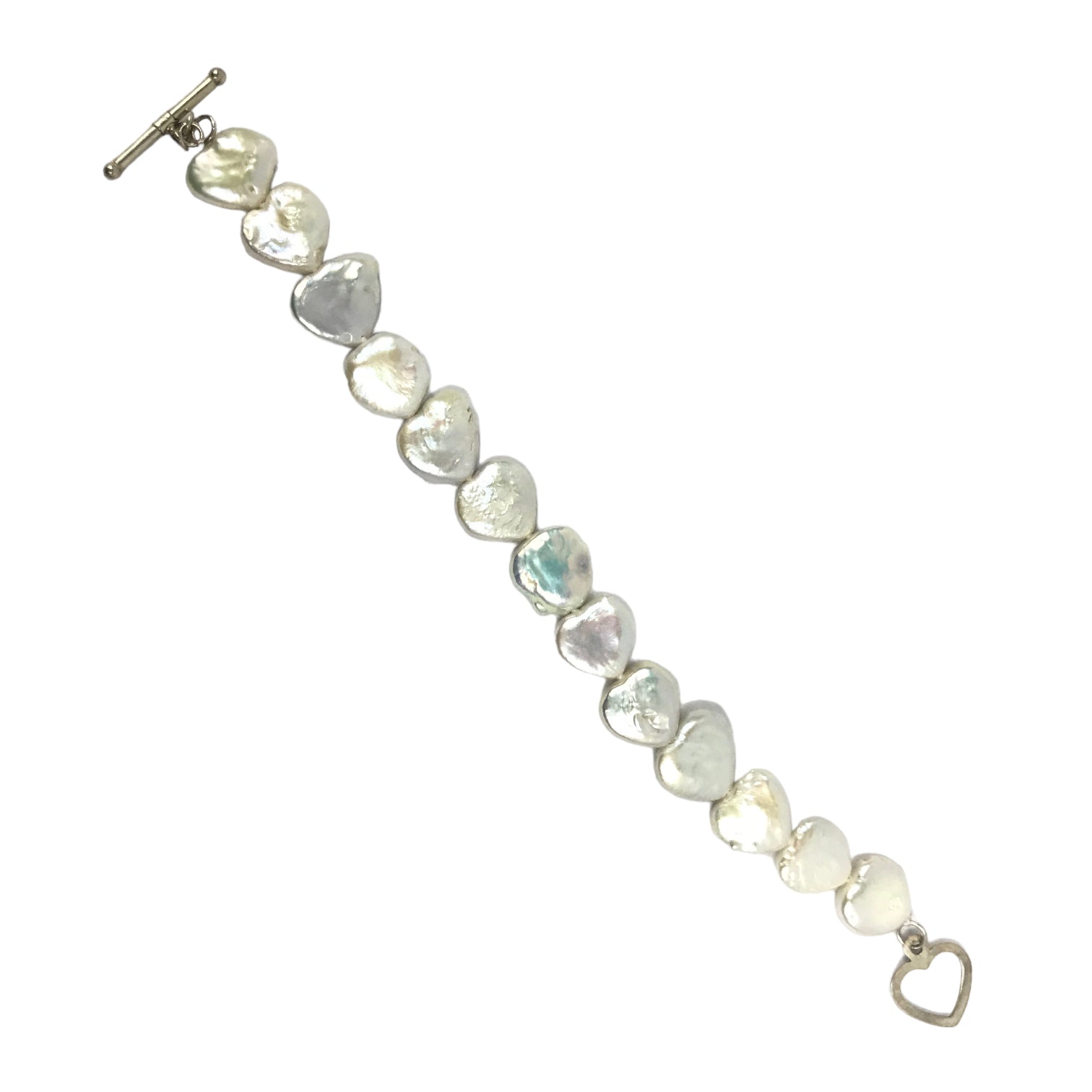 Pearl Heart Bracelet w/ Sterling Silver Clasp