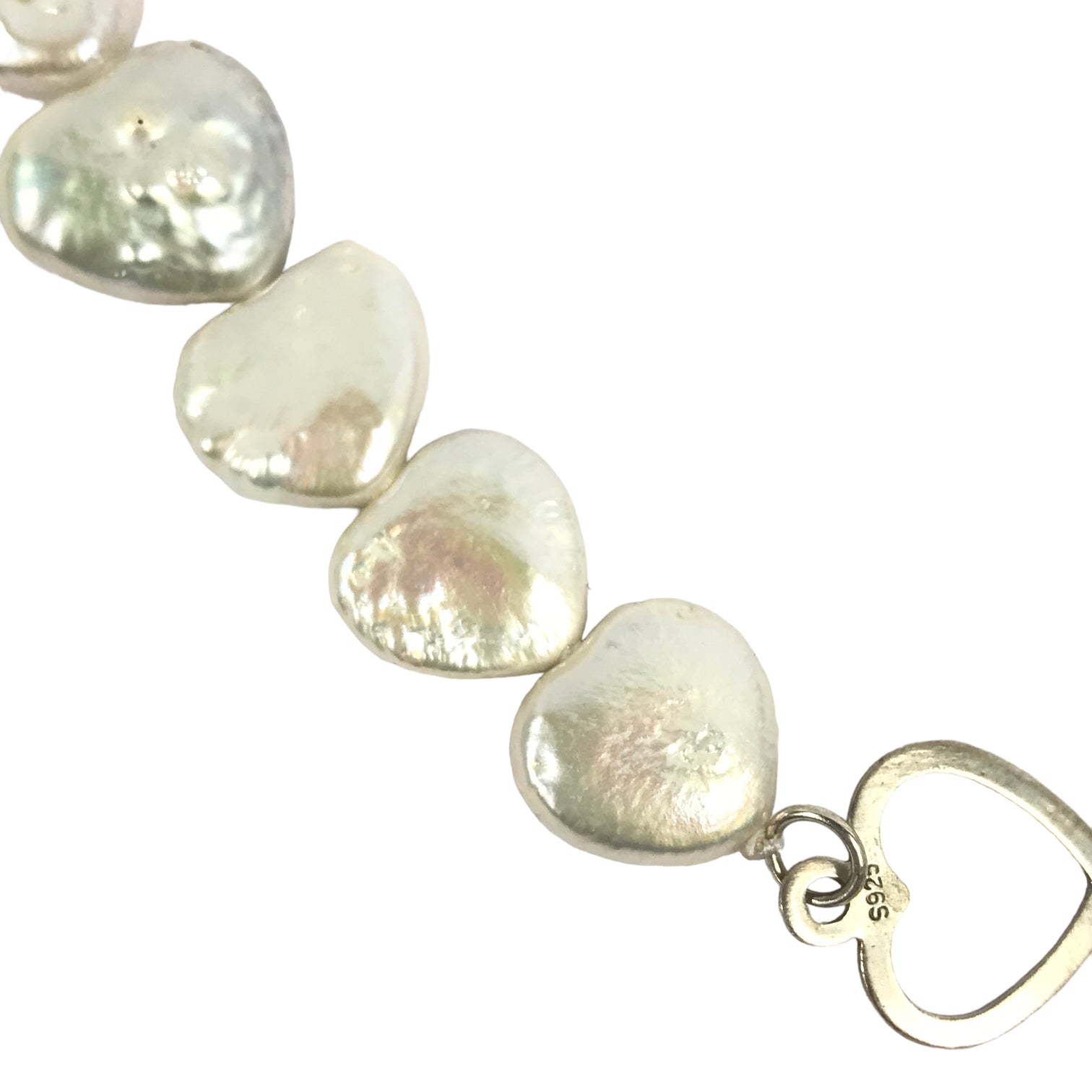 Pearl Heart Bracelet w/ Sterling Silver Clasp