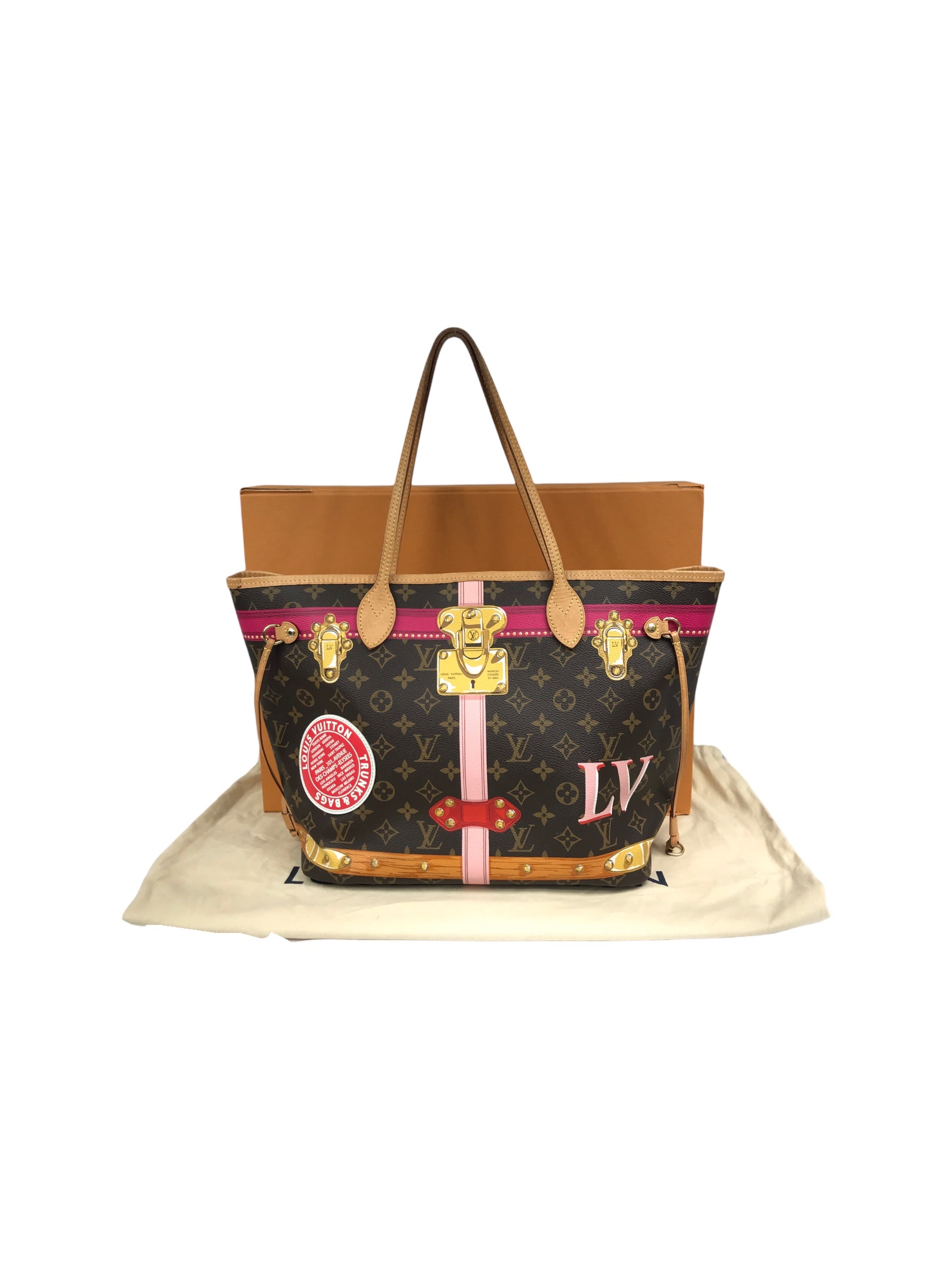 Brown Monogram Canvas “Summer Trunks” Neverfull MM Tote W/GHW- ON LAYAWAY