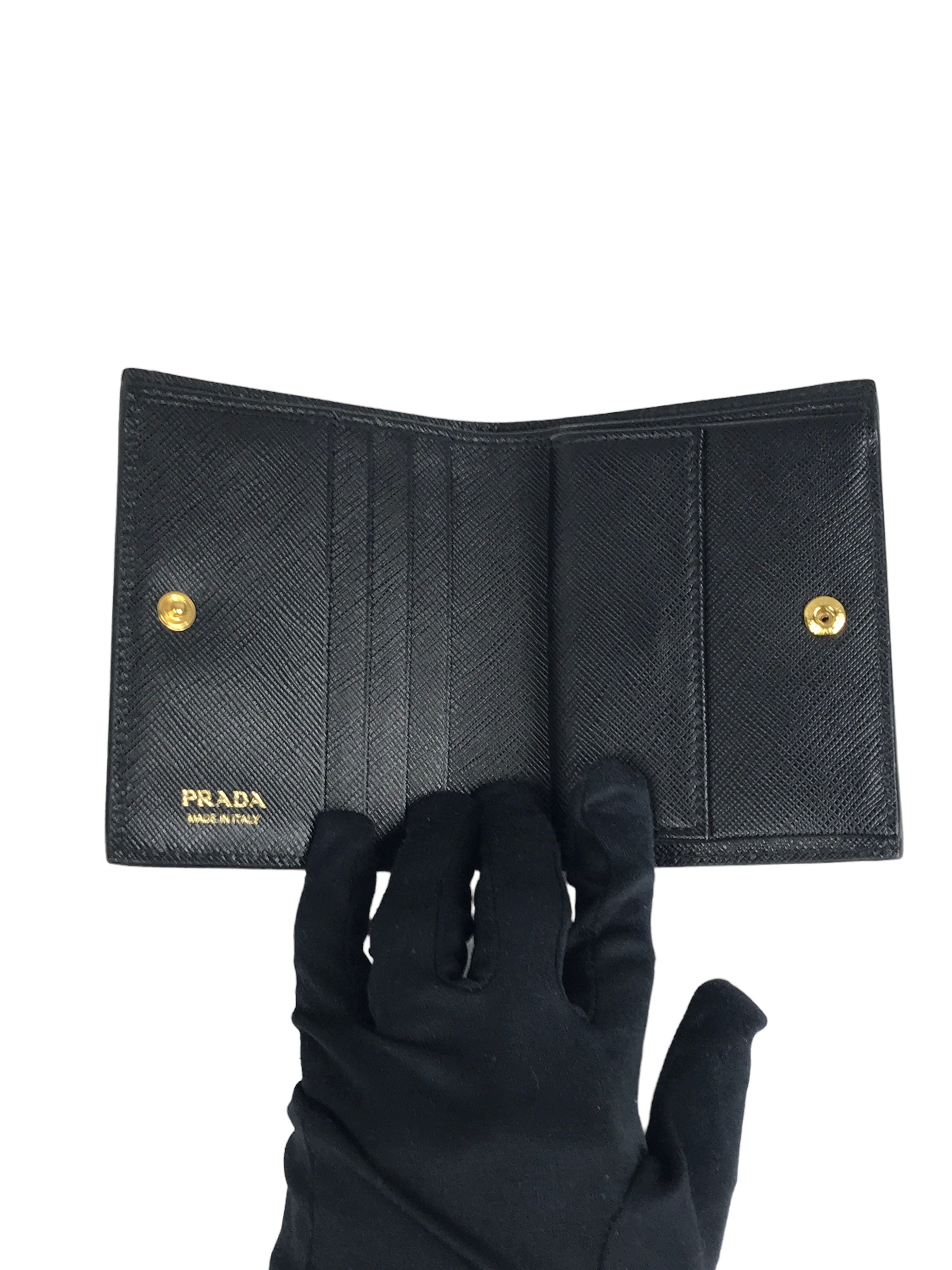 Black Saffiano Shine Bi-Fold Wallet w/BHW