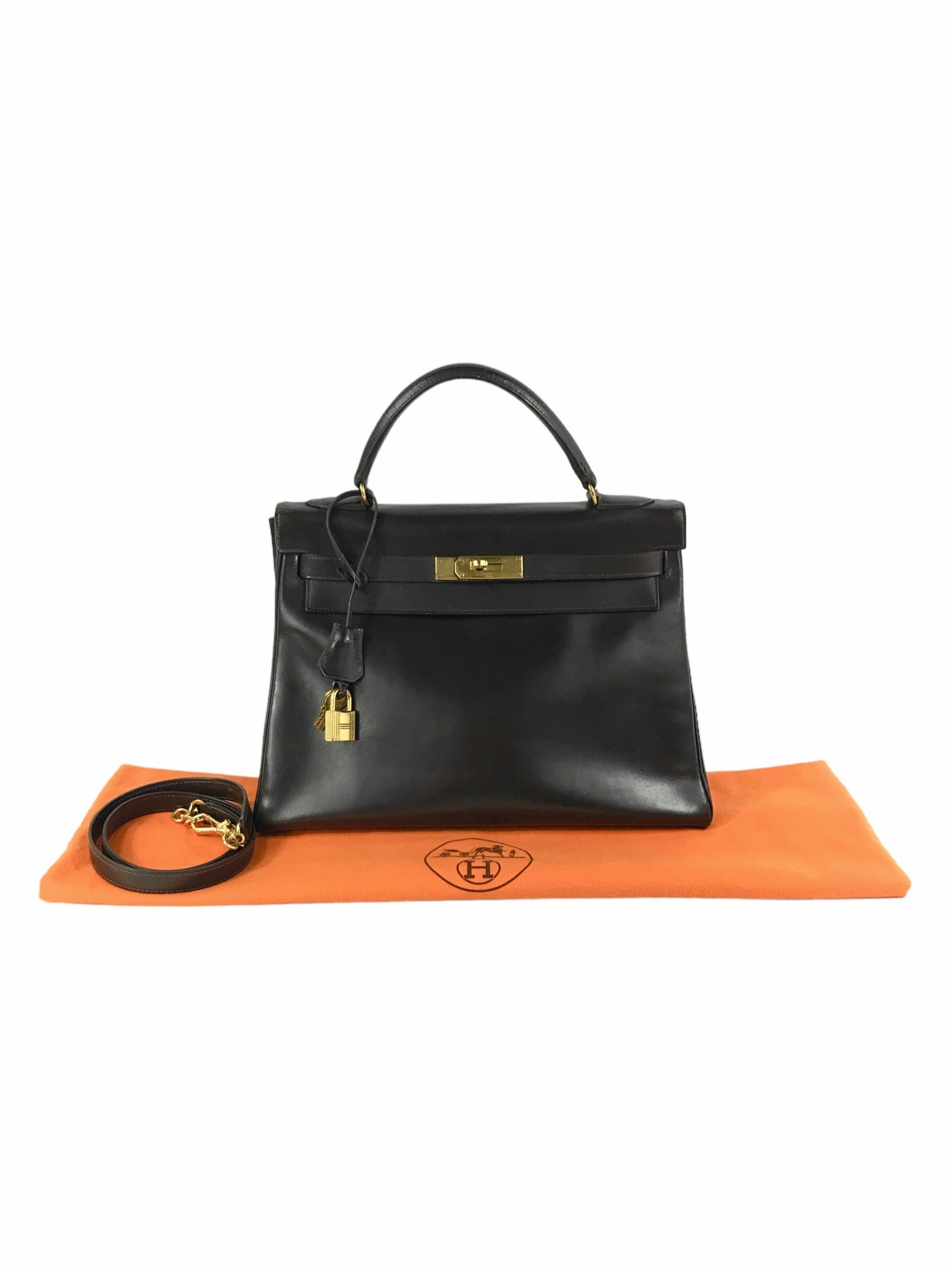 Brown Box calf Leather Kelly 32 w/GHW