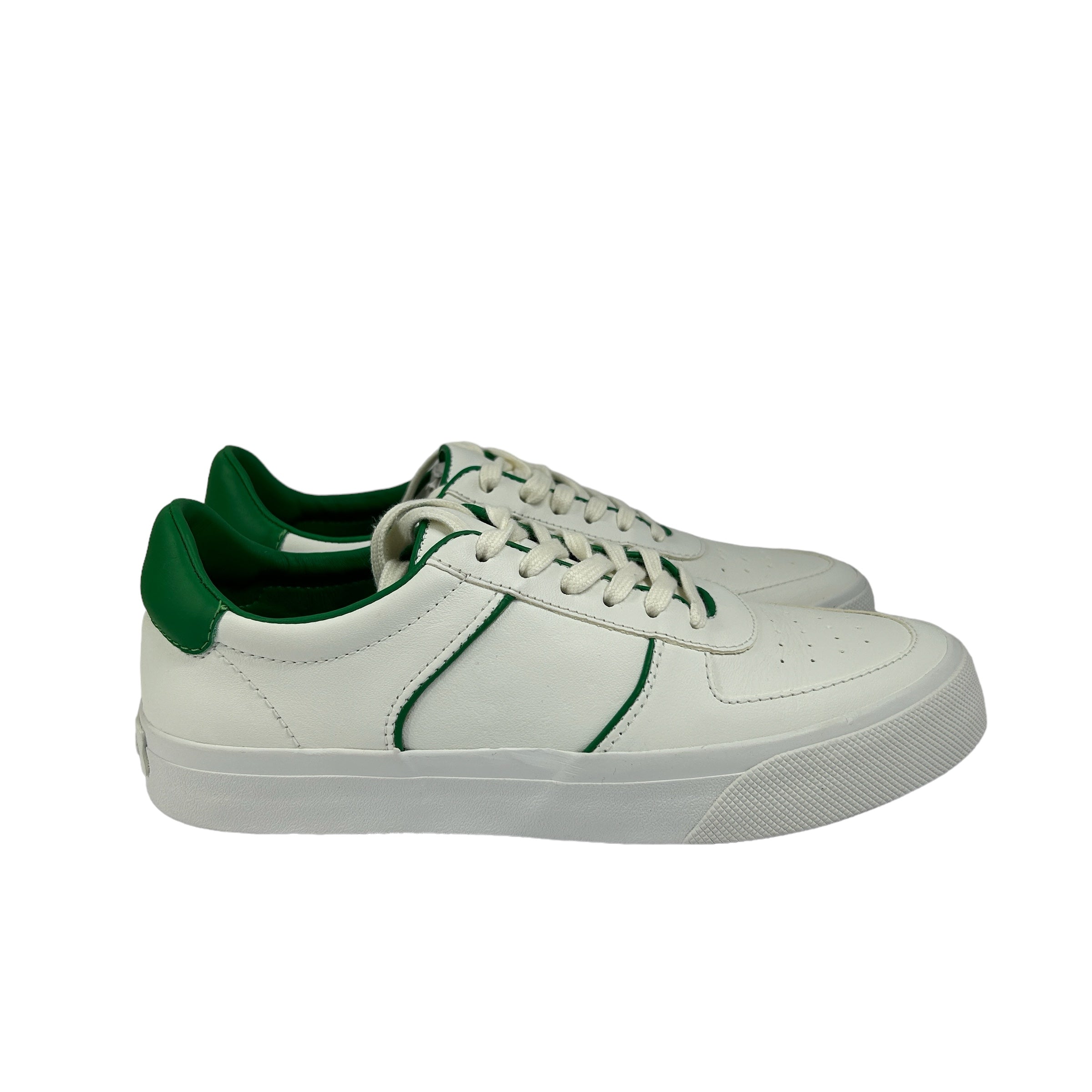 REFORMATION White/Green Harlow Leather Sneakers