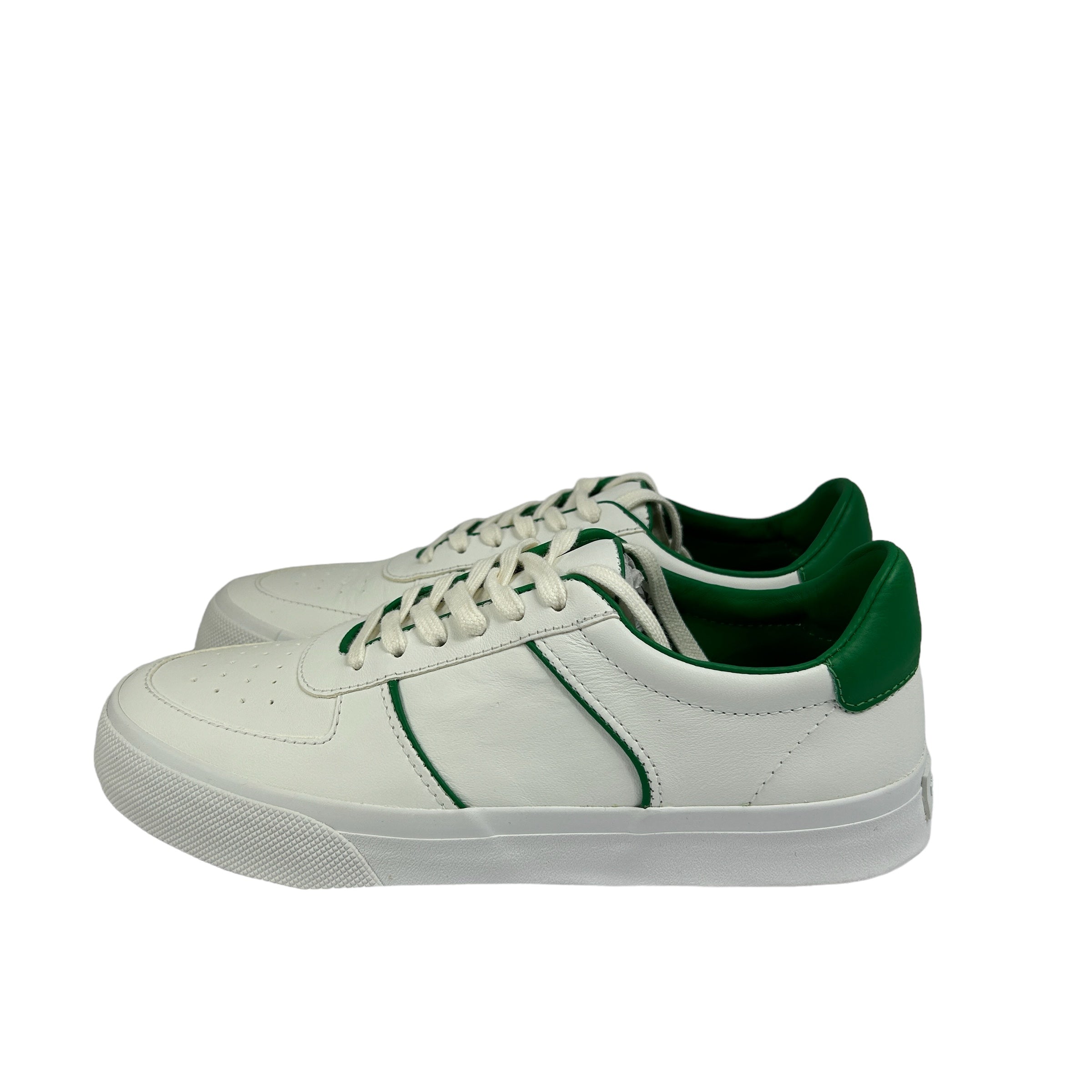 REFORMATION White/Green Harlow Leather Sneakers