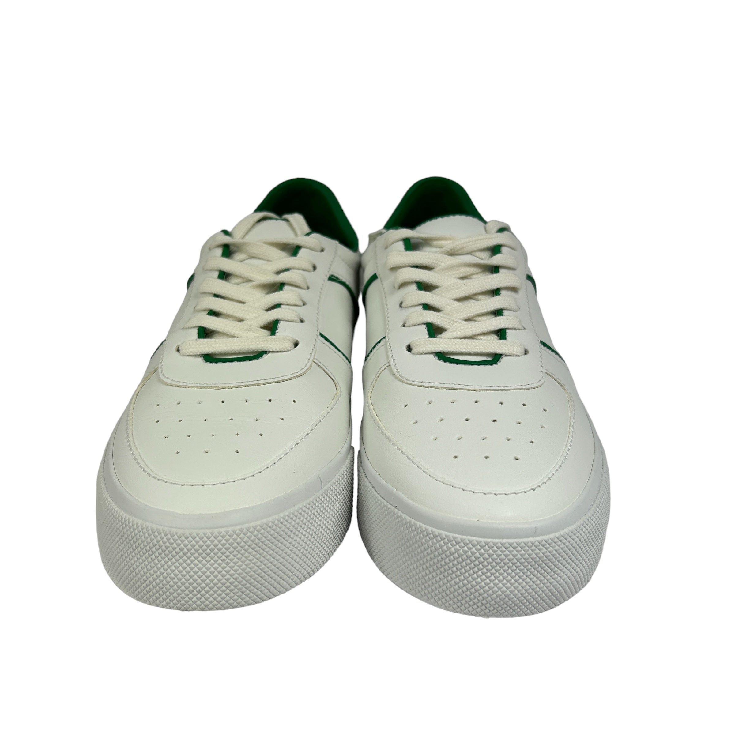 REFORMATION White/Green Harlow Leather Sneakers