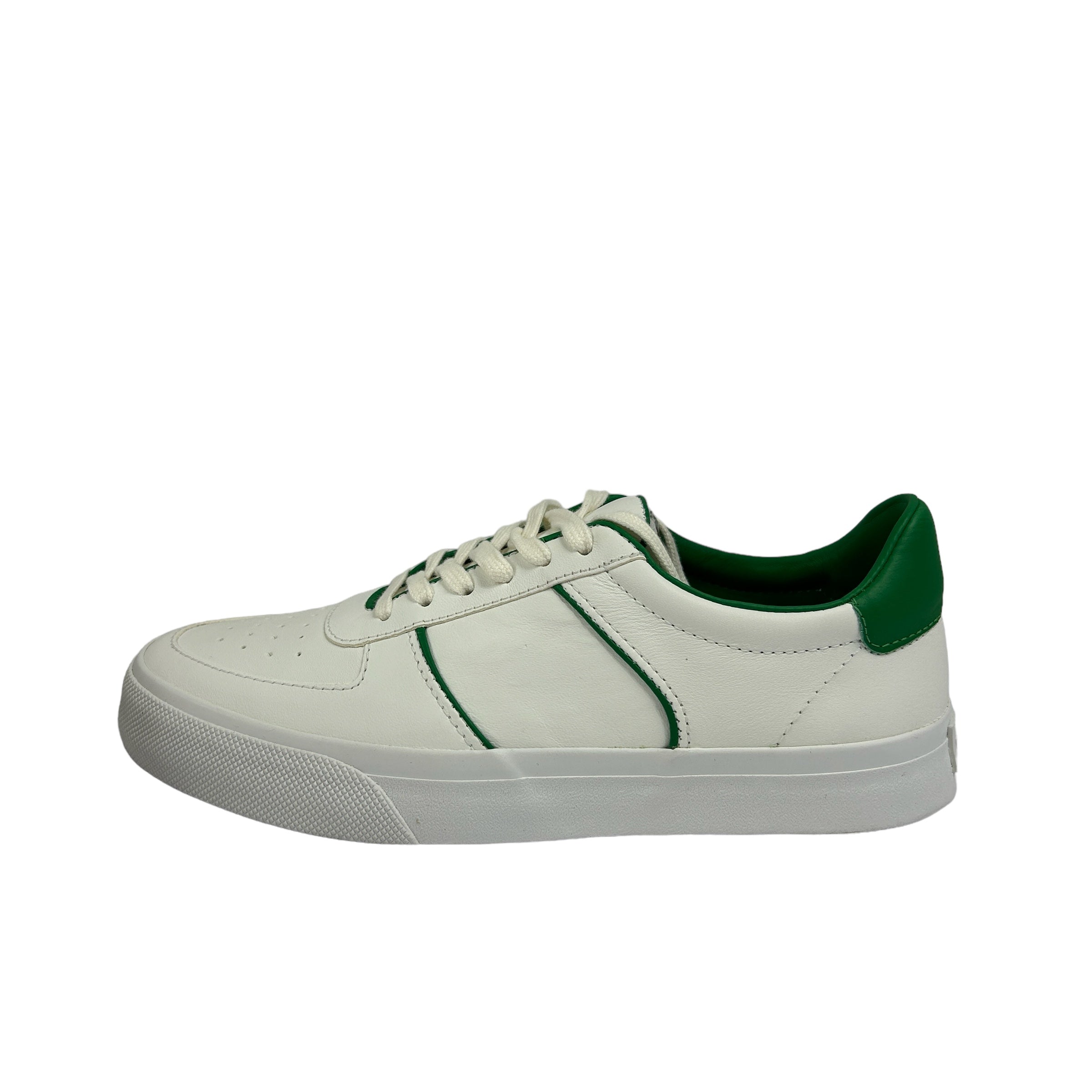 REFORMATION White/Green Harlow Leather Sneakers