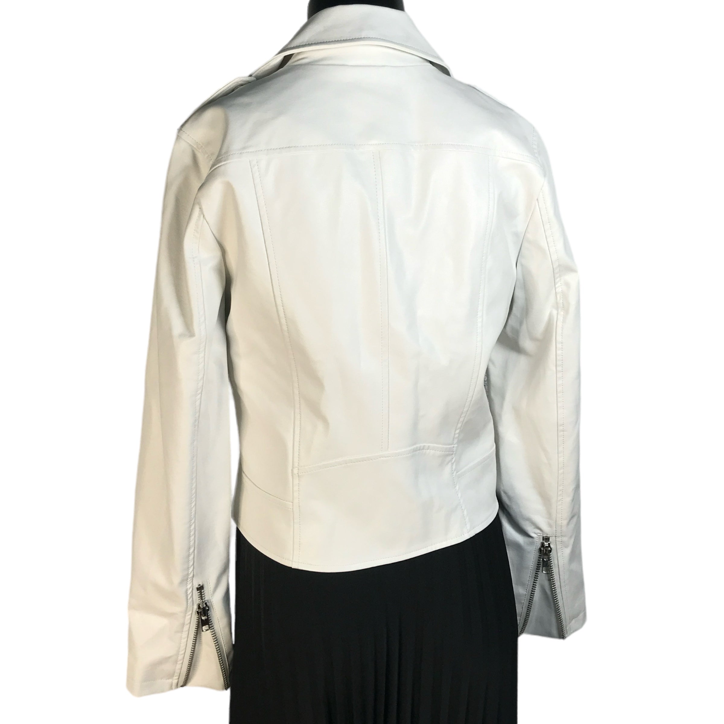 NOIZE White Faux Leather Moto Jacket w/SHW