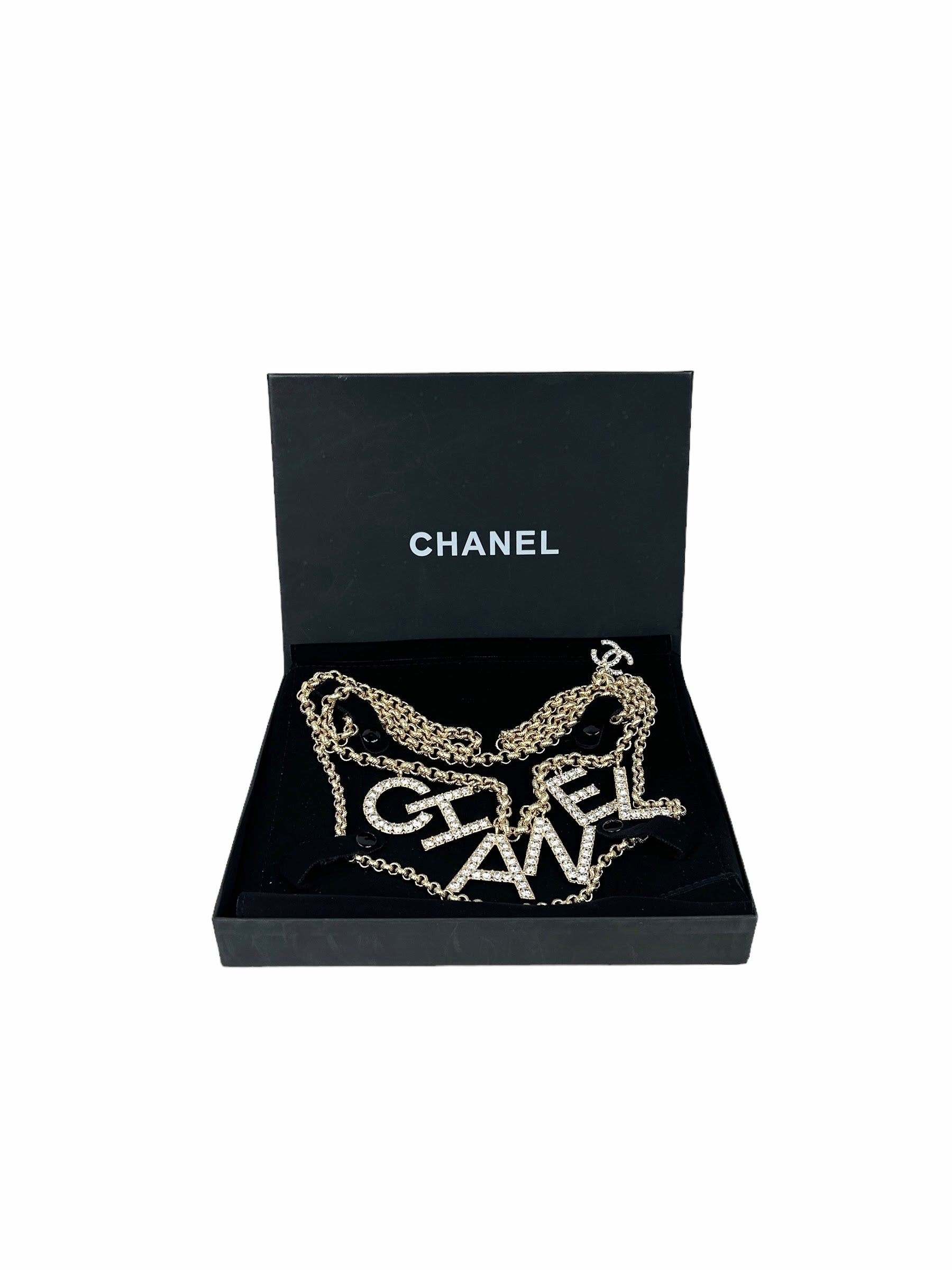 Limited Edition Gold Plated & Crystal Chanel Logo Chain Belt