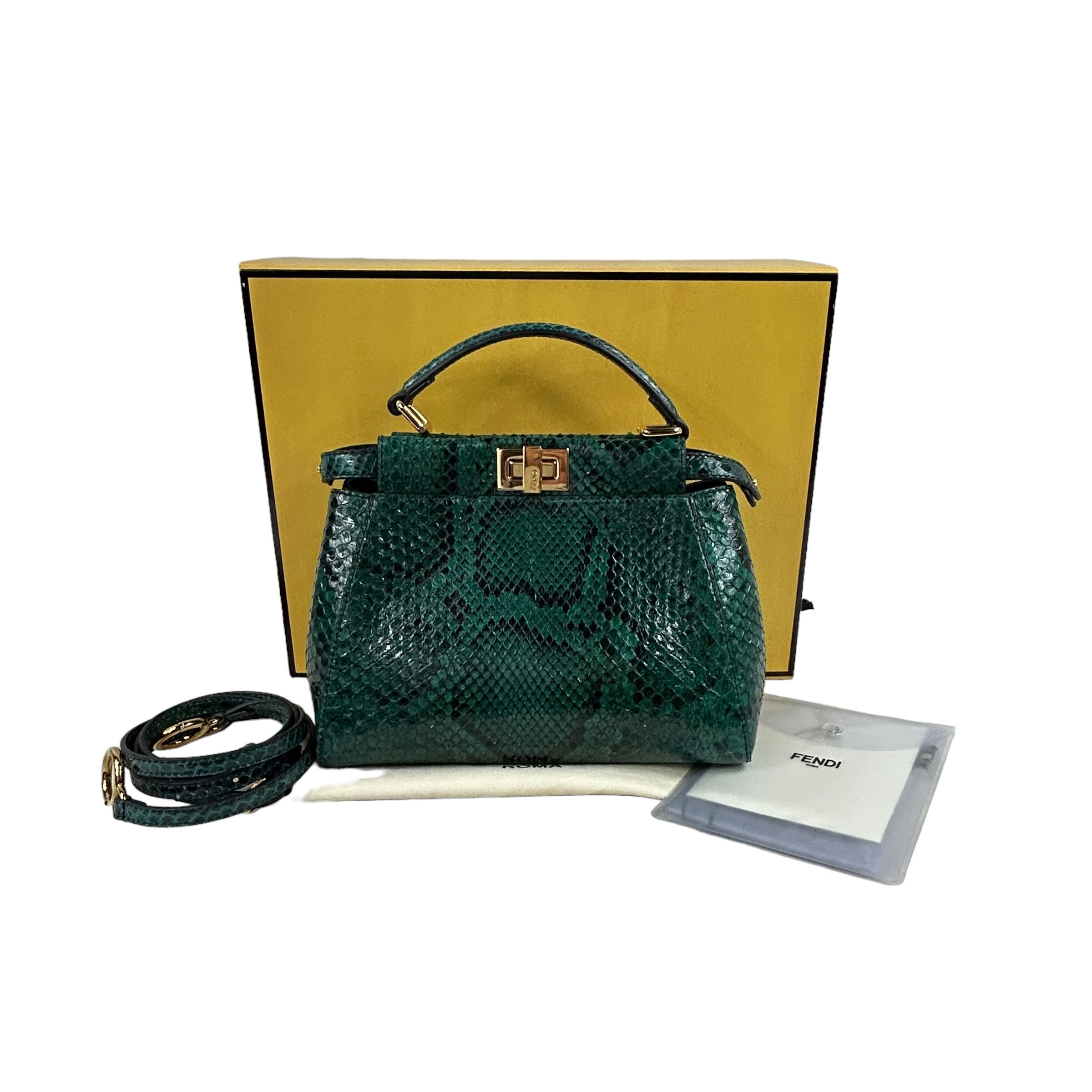 Emerald Green Python Mini Peekaboo Crossbody Bag w/GHW