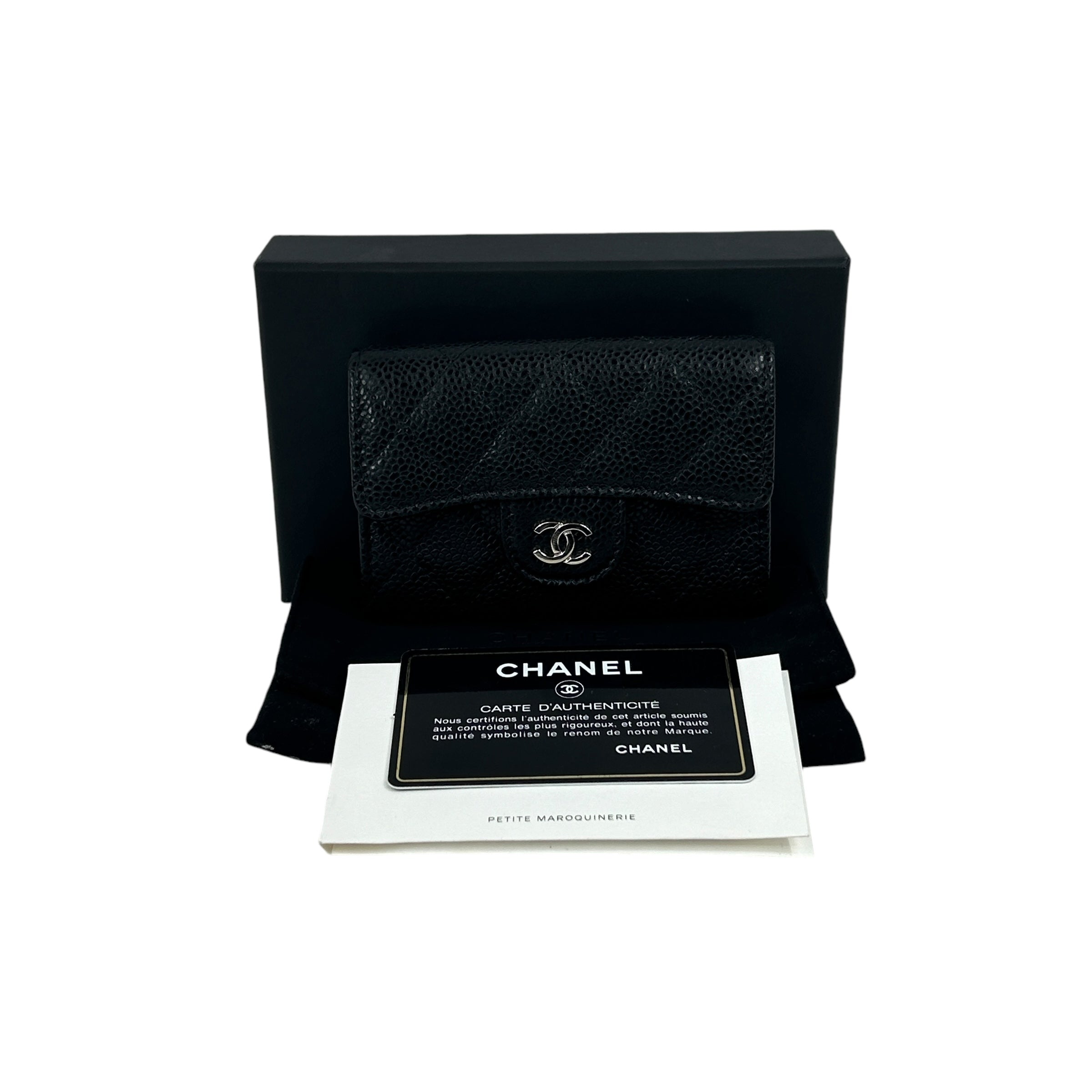 Black Caviar Quilted Cardholder w/SHW