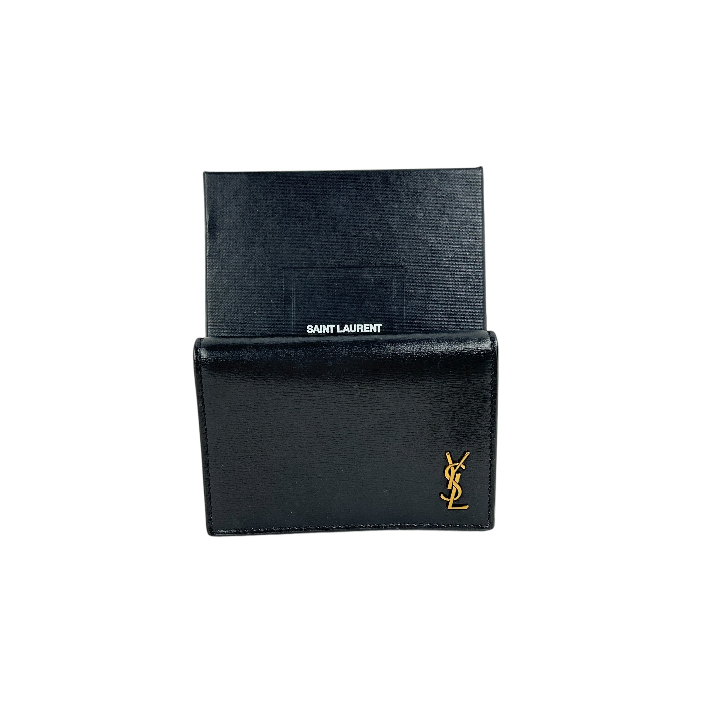 Black Leather King Palm Business Cardholder Wallet w/GHW