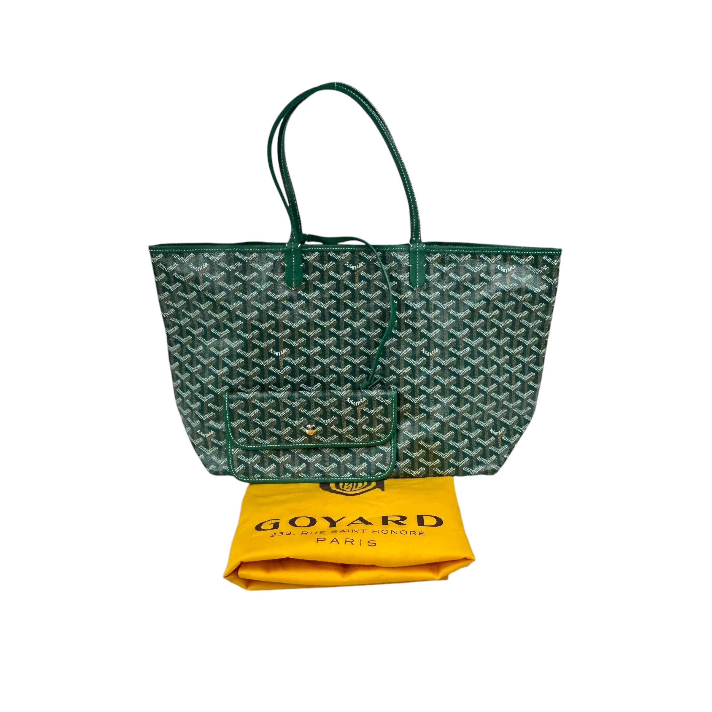 Green Goyardine Canvas and Calfskin Saint Louis PM Tote