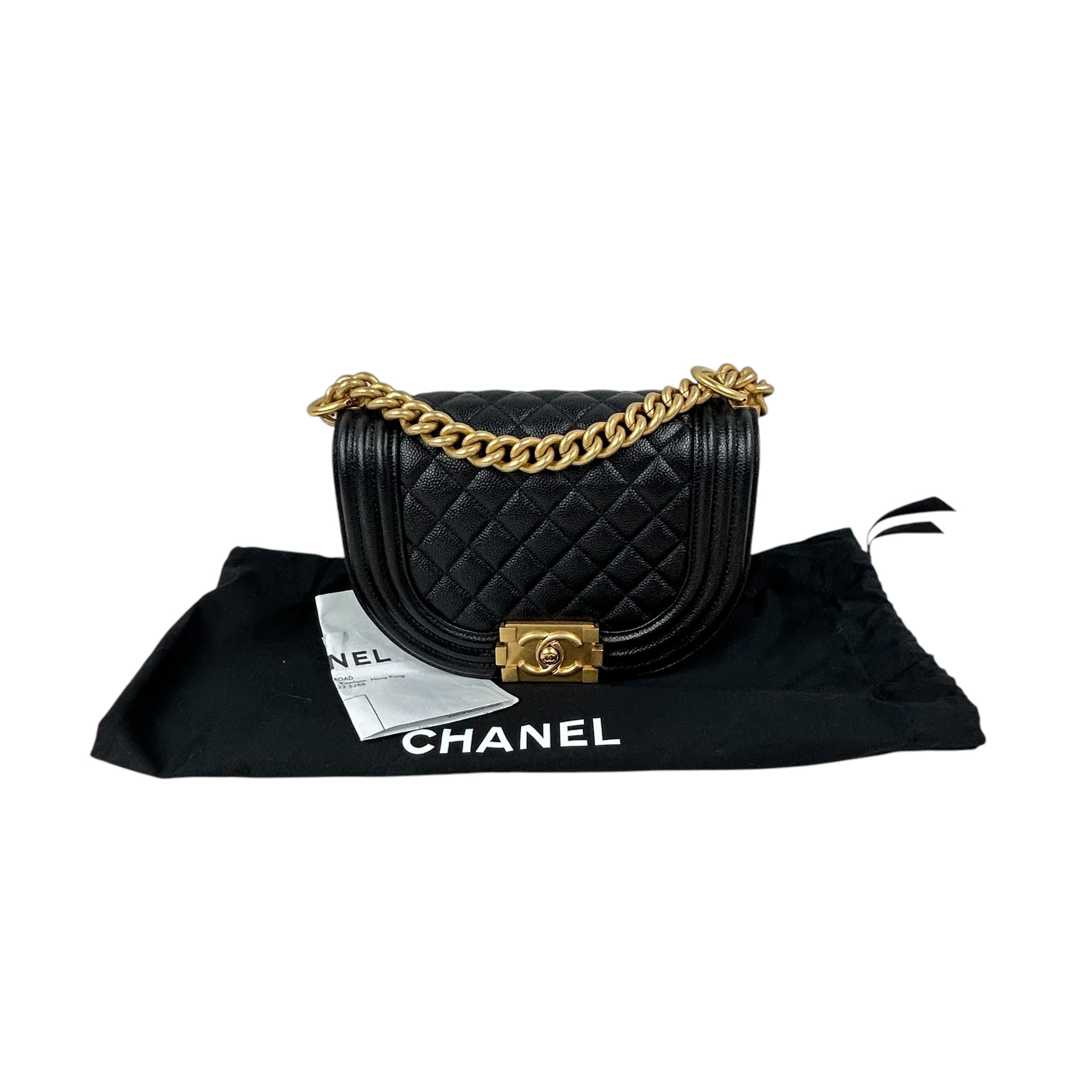 Black Caviar Curved Small Messenger Bag w/AGHW