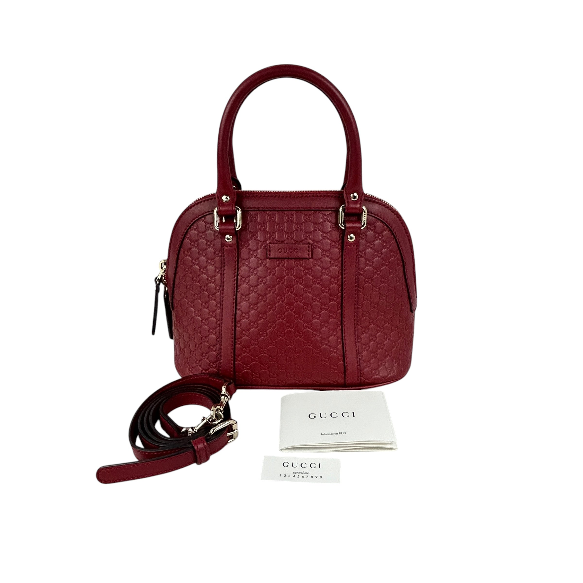 Micro Mini Red Monogram GG Guccissima Leather Dome Top Handle Bag w/ GHW