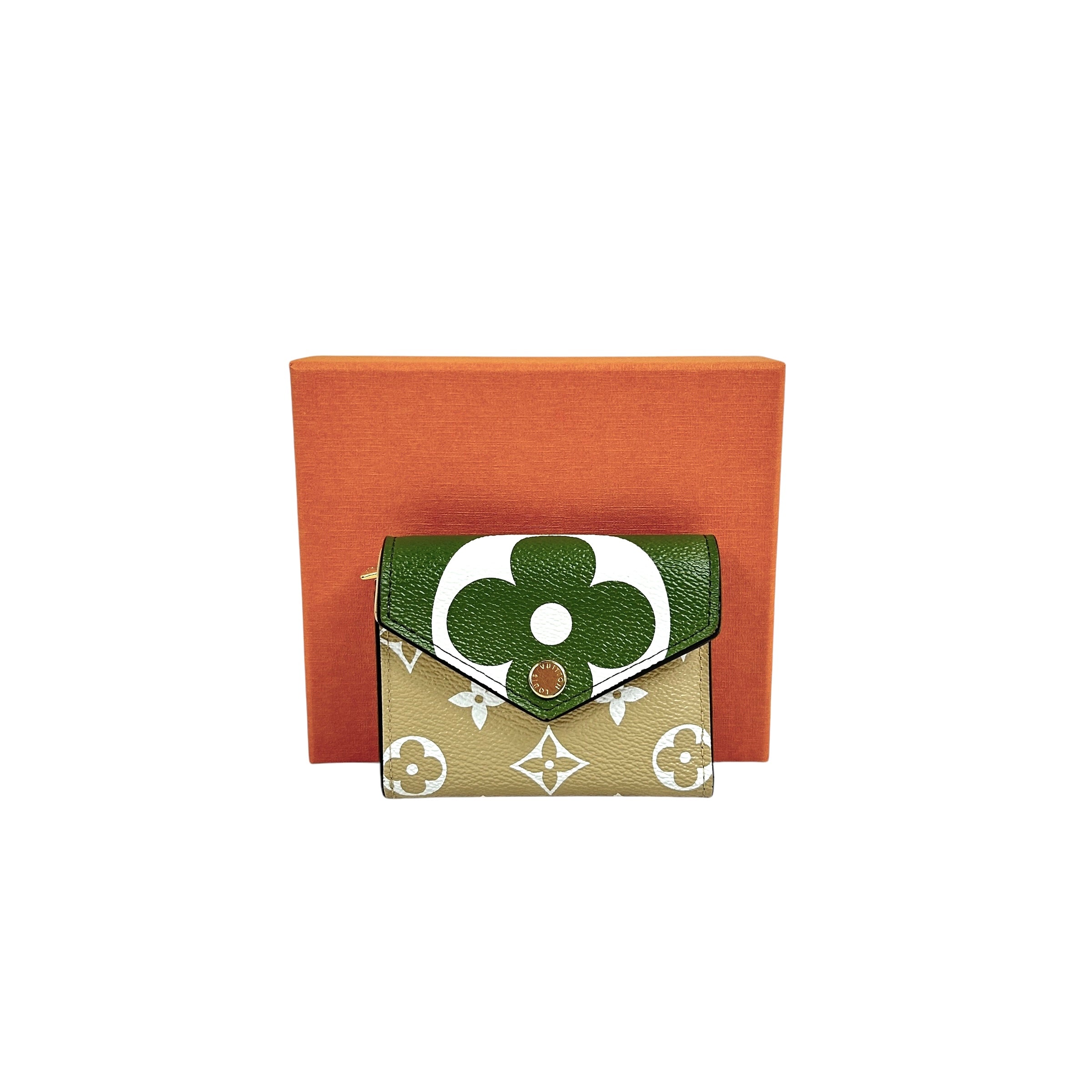 Monogram Giant Zoe Khaki/ Green Compact Wallet w/GHW