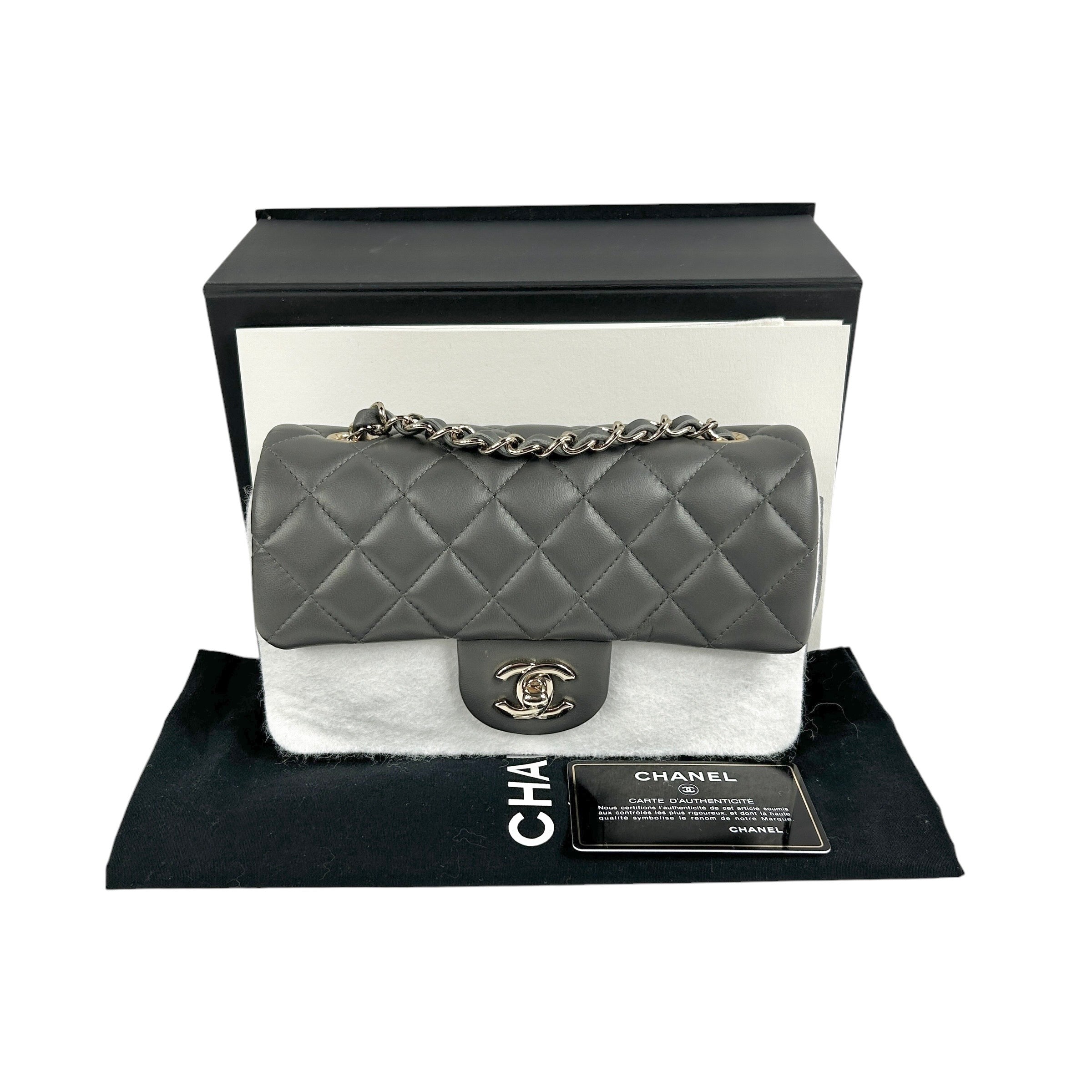 Grey Lambskin Mini Rectangular w/ LGHW