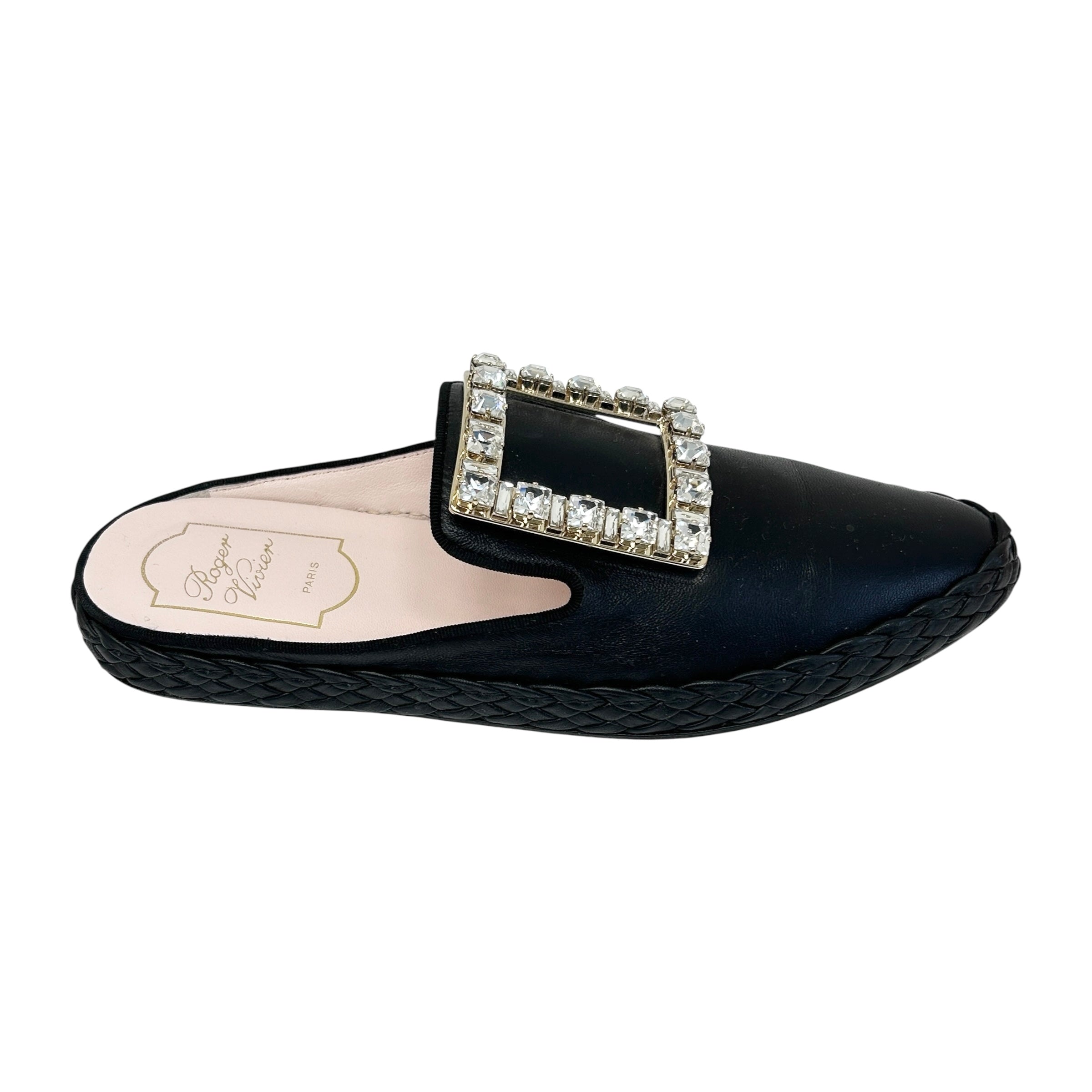 Black Rv Lounge Strass Buckle Mules