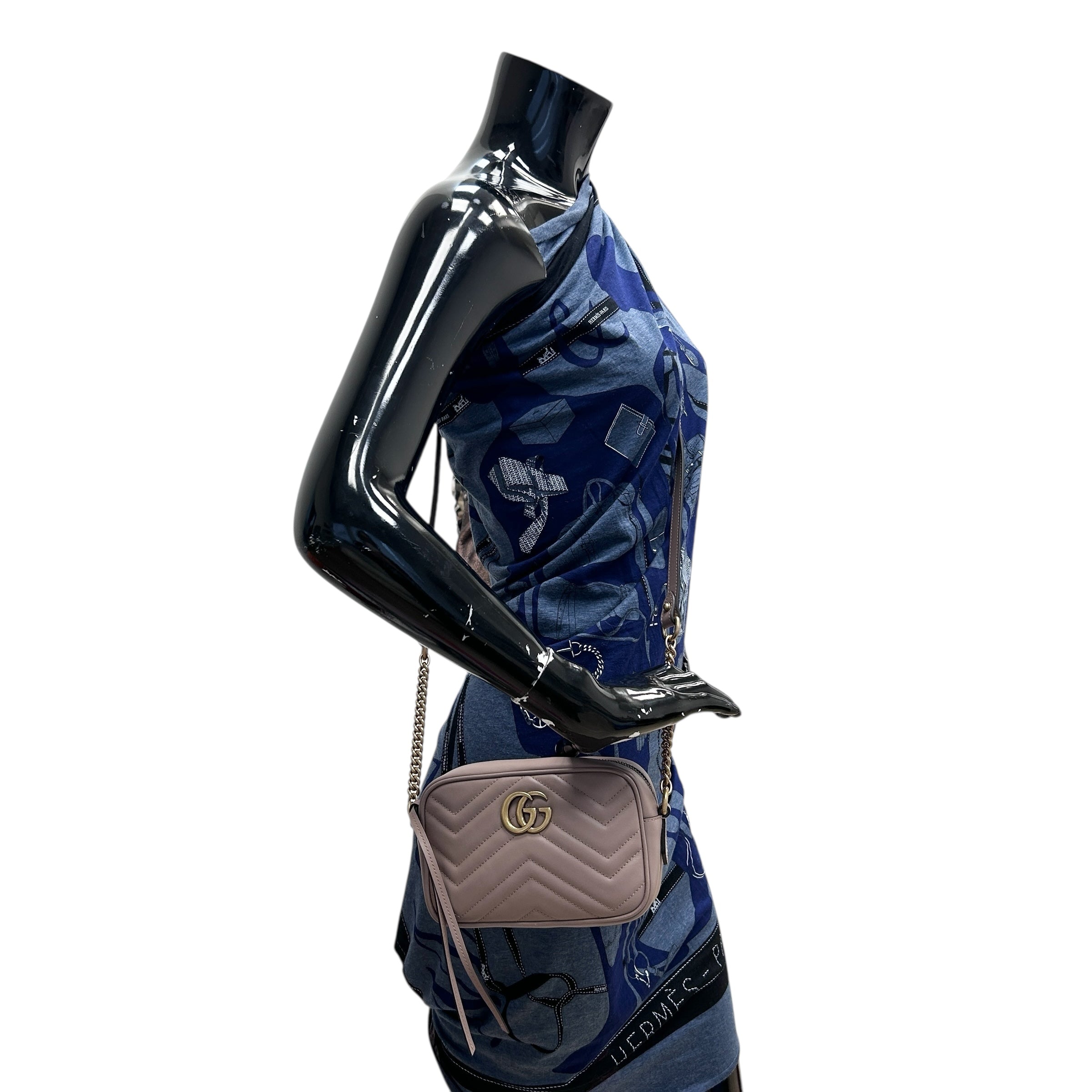 Taupe Quilted Leather Marmont Mini Camera Bag w/GHW