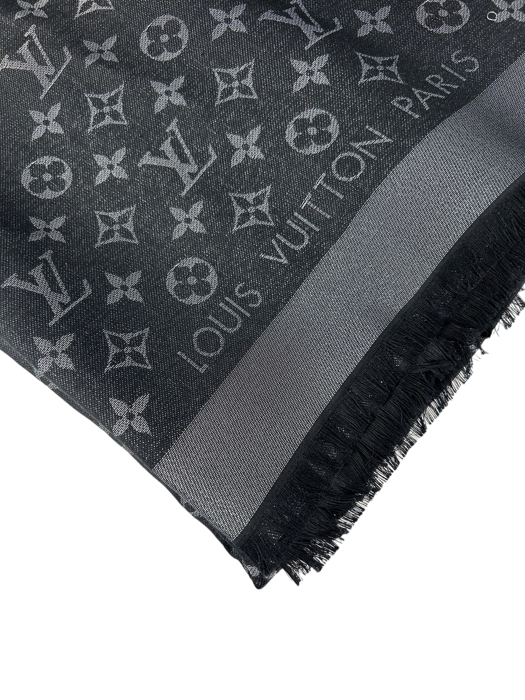 Monogram Black/ Metallic Silk/Wool Shawl