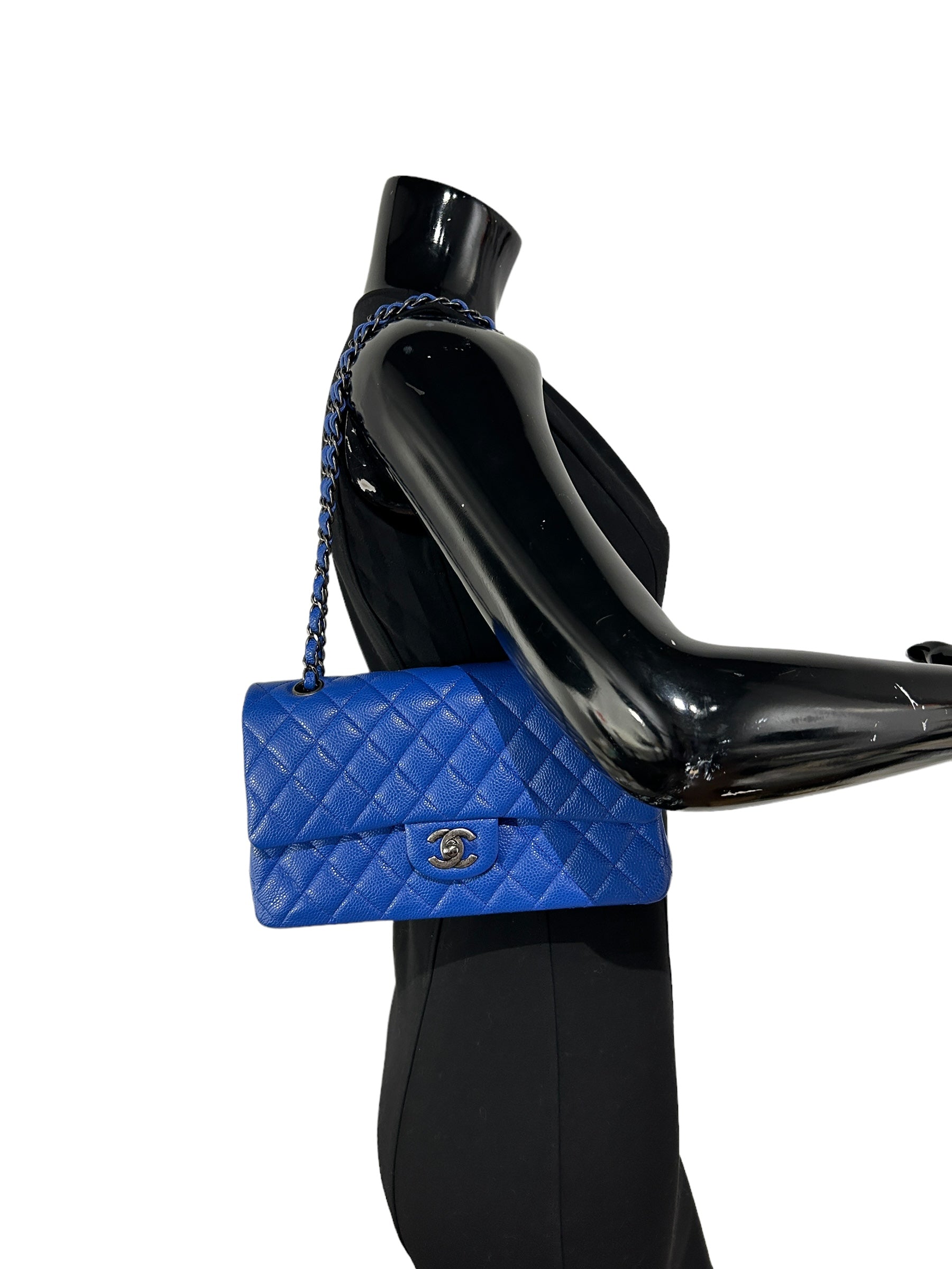 Cobalt Blue Caviar Medium Double Flap w/RHW