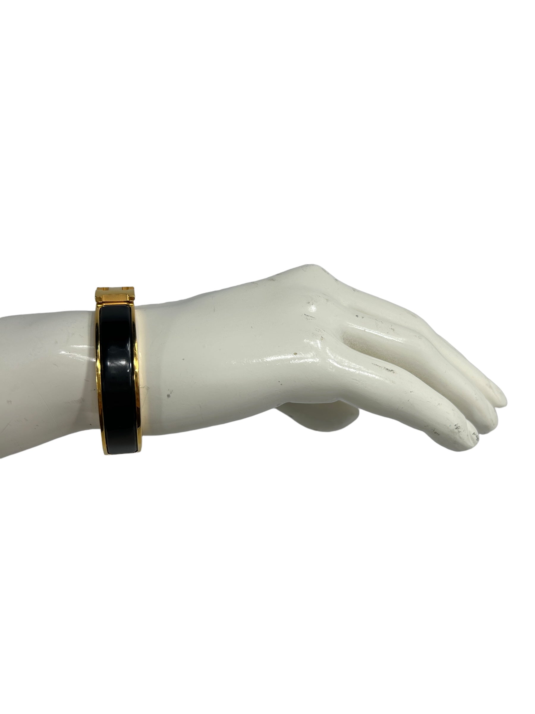 Black Enamel Clic H Gold Plated PM Bracelet