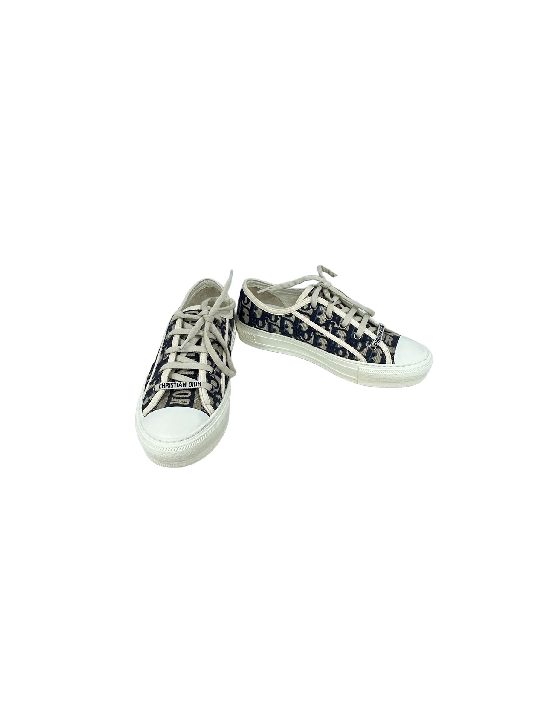 Jacquard Deep Blue Canvas “Walk’N’Dior” Sneakers