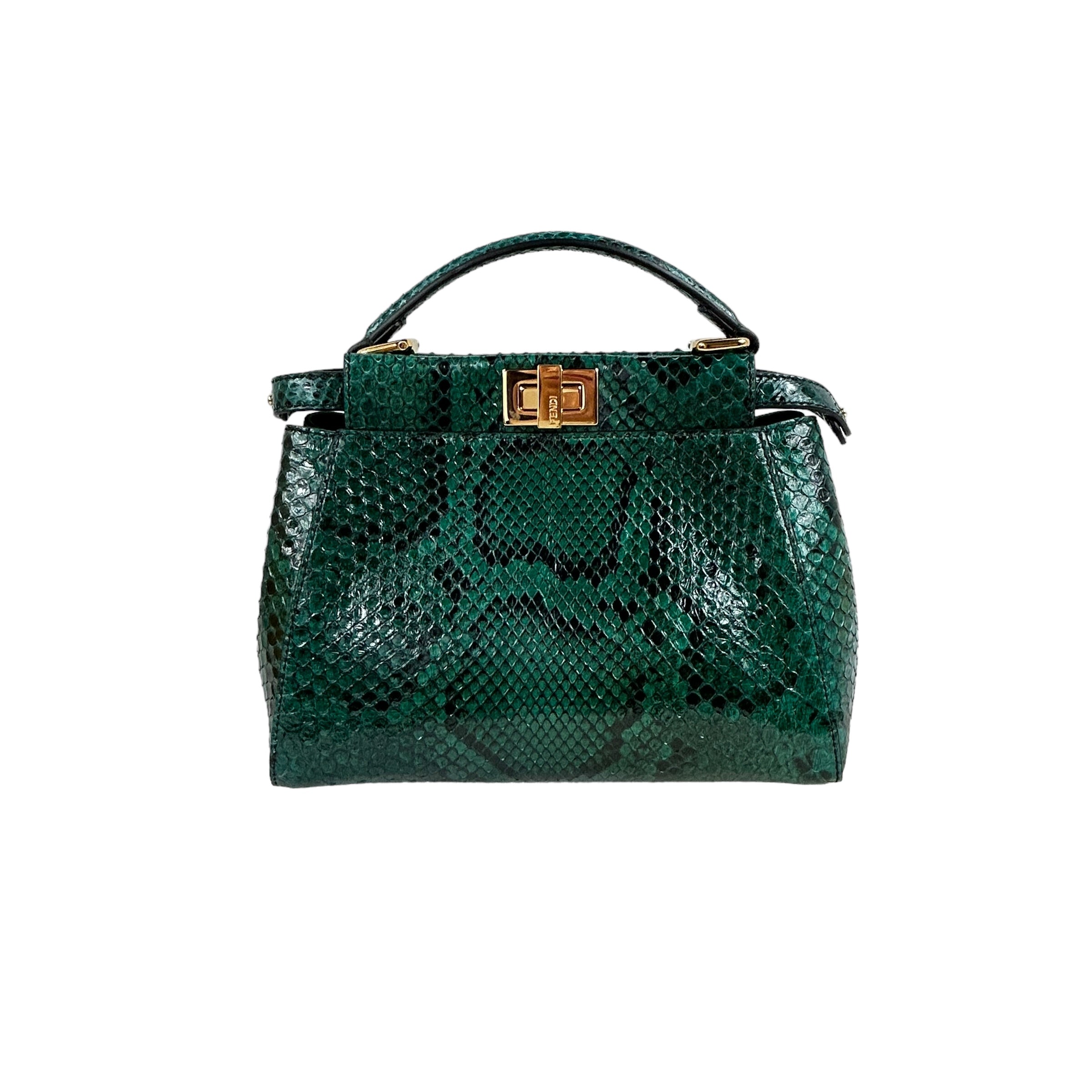 Emerald Green Python Mini Peekaboo Crossbody Bag w/GHW