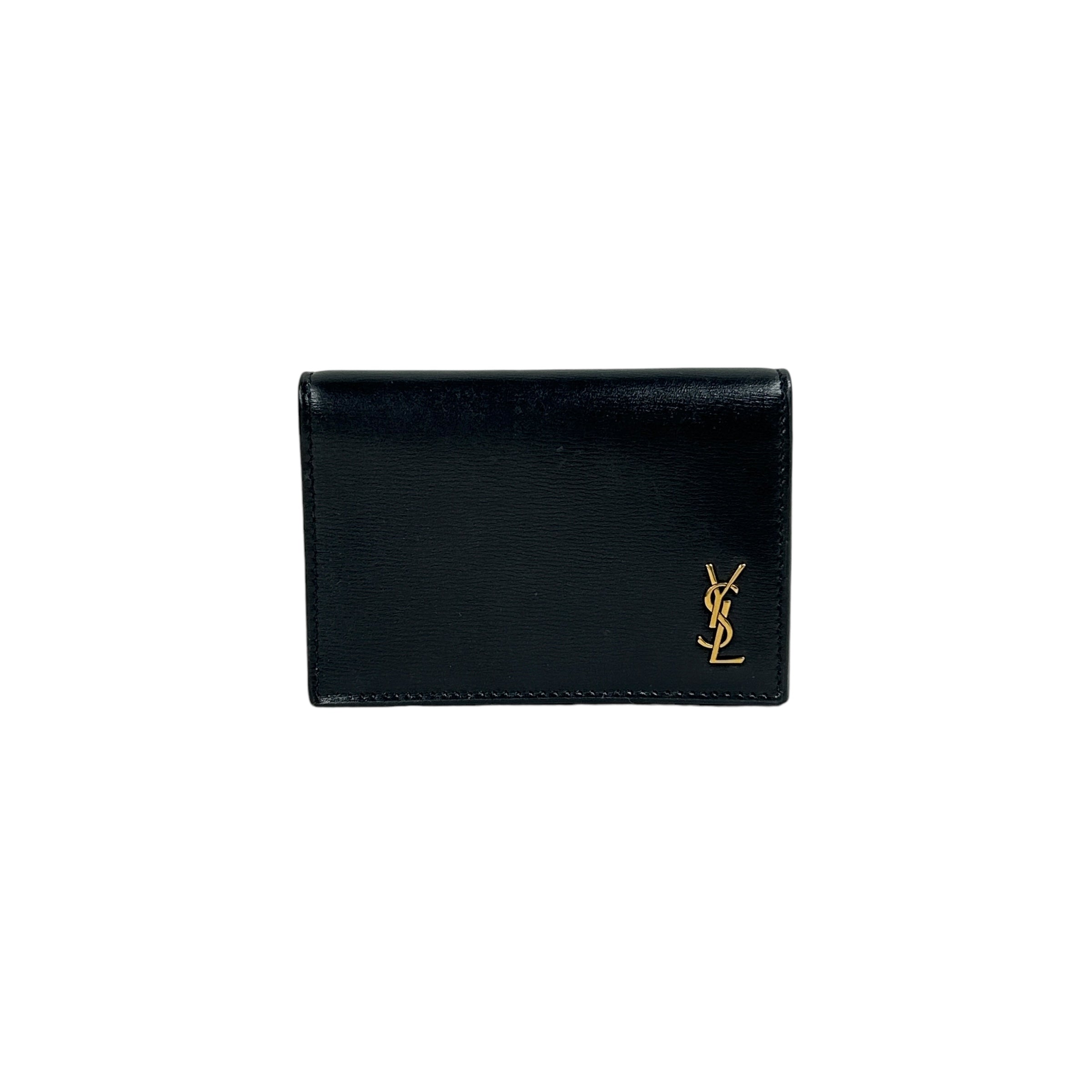 Black Leather King Palm Business Cardholder Wallet w/GHW