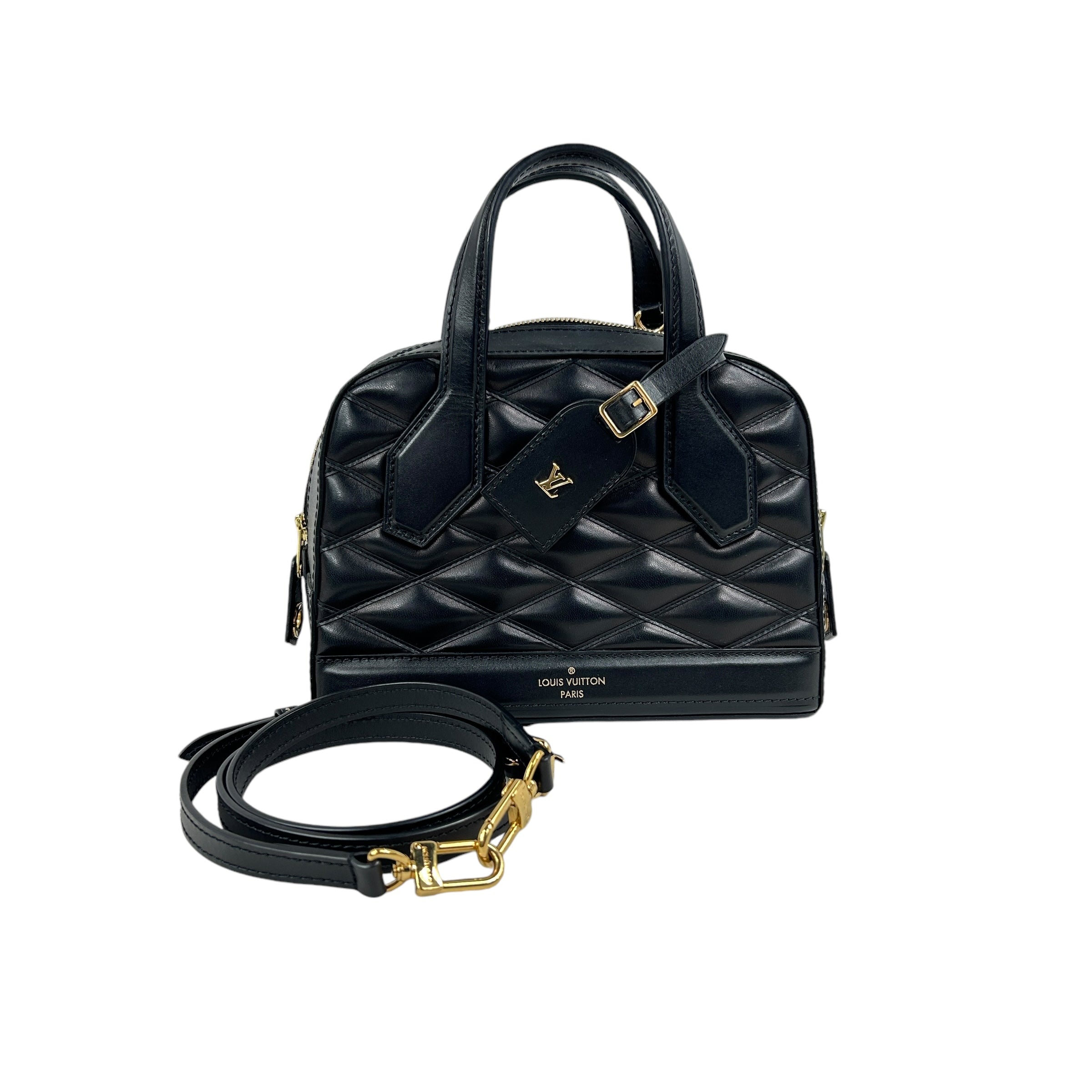 Black Lambskin Leather Malletage Dora BB Bag