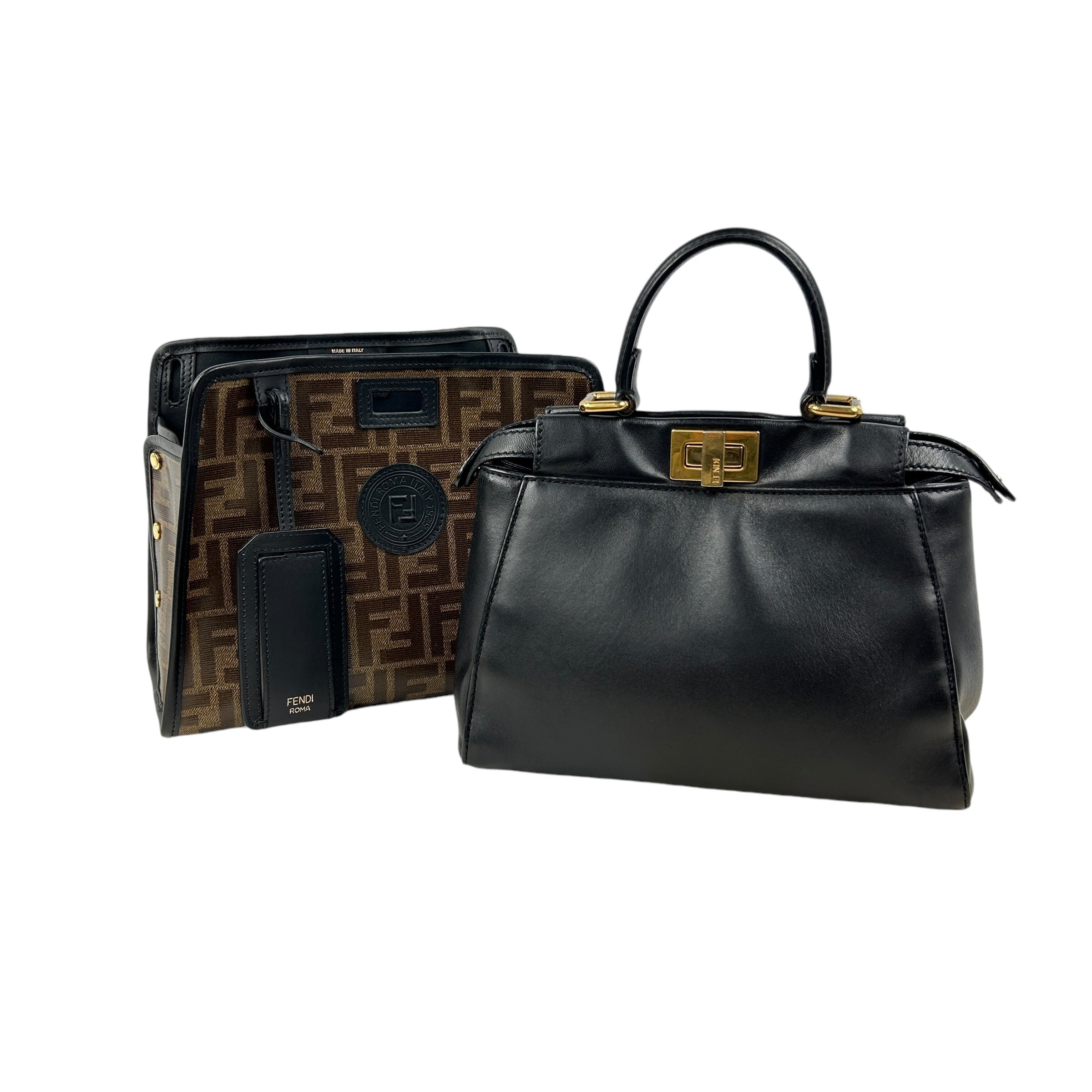 Black Leather Peekaboo Mini w removable monogram defender w/GHW