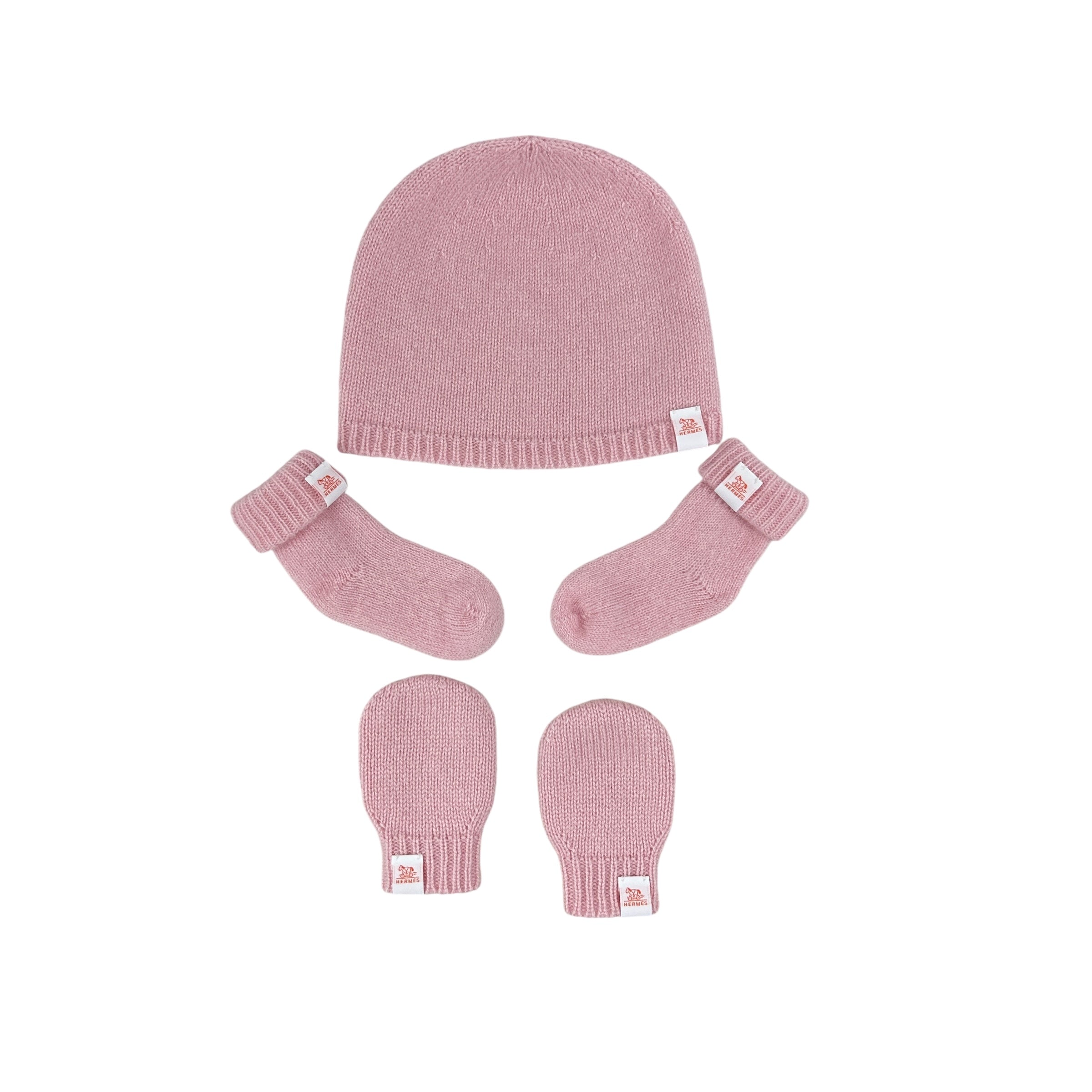 Light Pink Newborn Baby Hat, Glove and Sock Gift Set