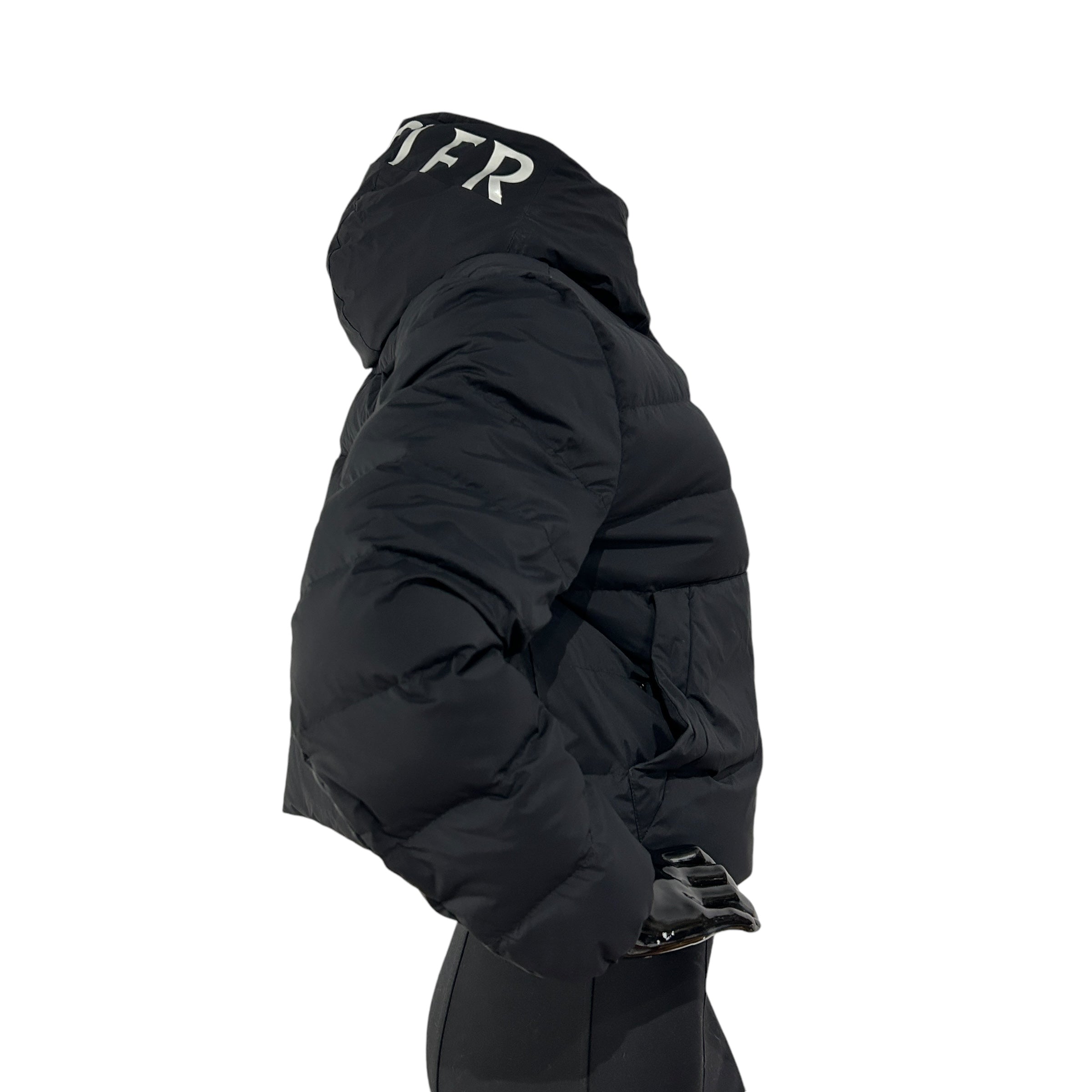 Black Nylon Down Fill Short Hooded Puffer Anwar Guibotto Jacket w/SBHW