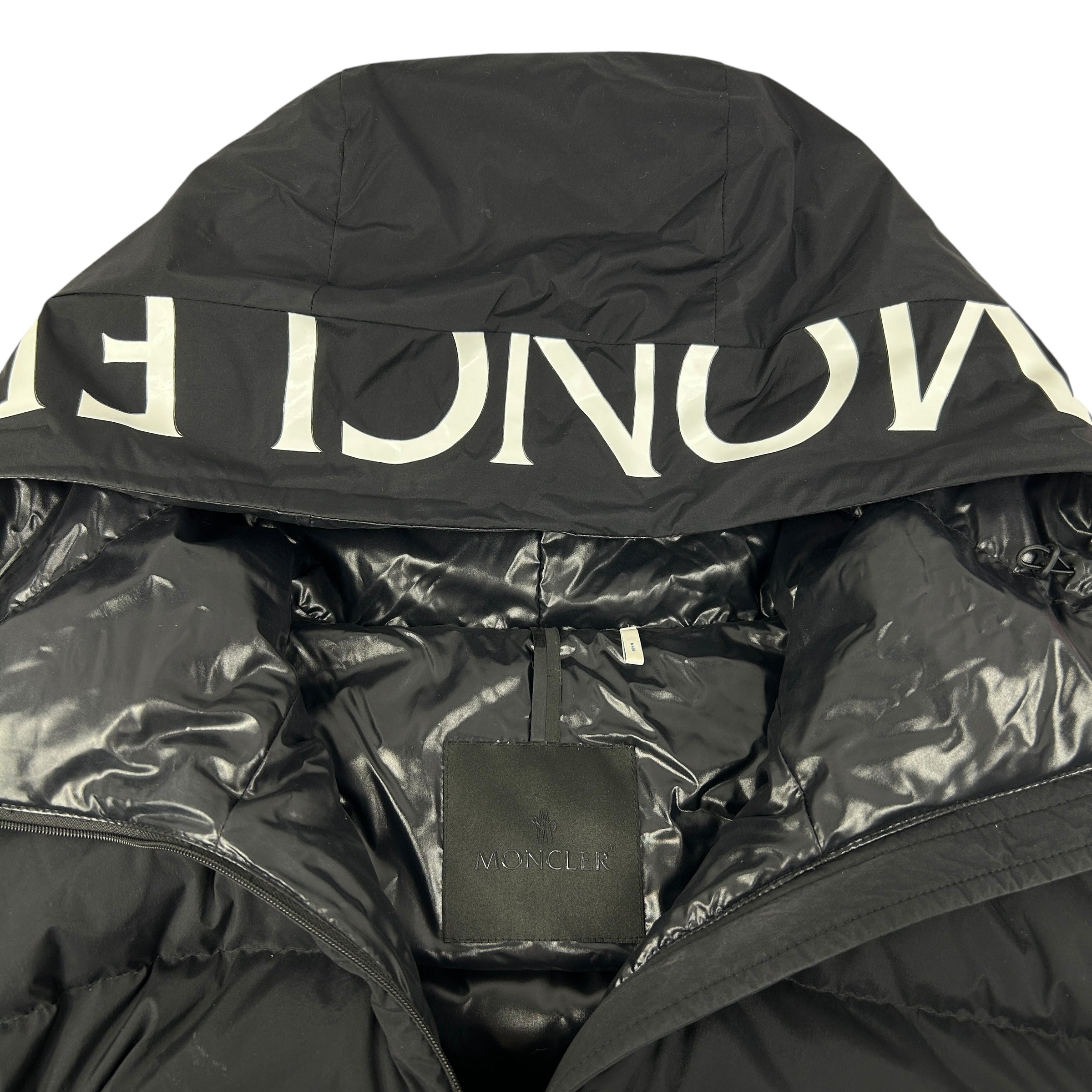 Black Nylon Down Fill Short Hooded Puffer Anwar Guibotto Jacket w/SBHW